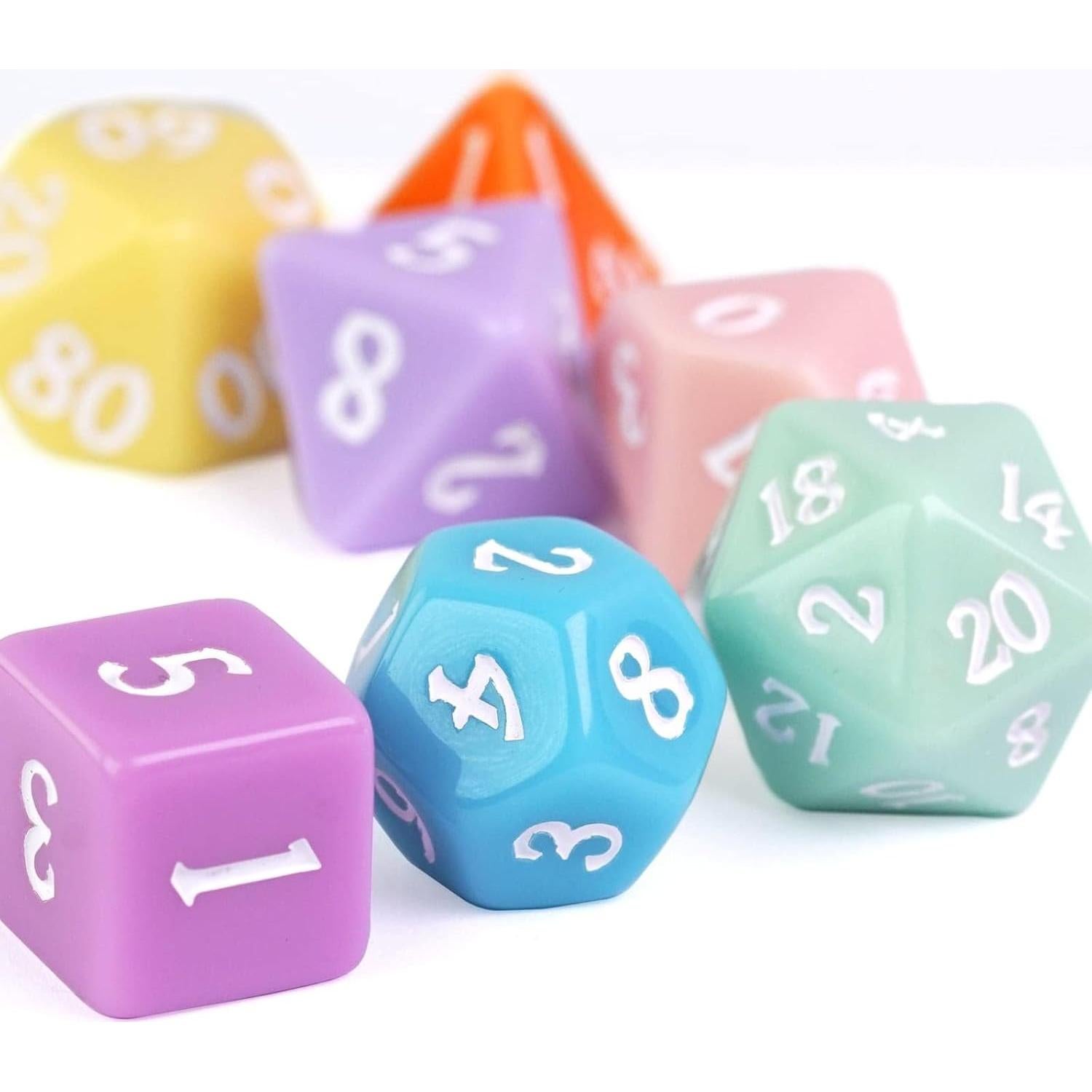 Juego de Dados Poliedricos DND Poludie 7 Pcs Macaron