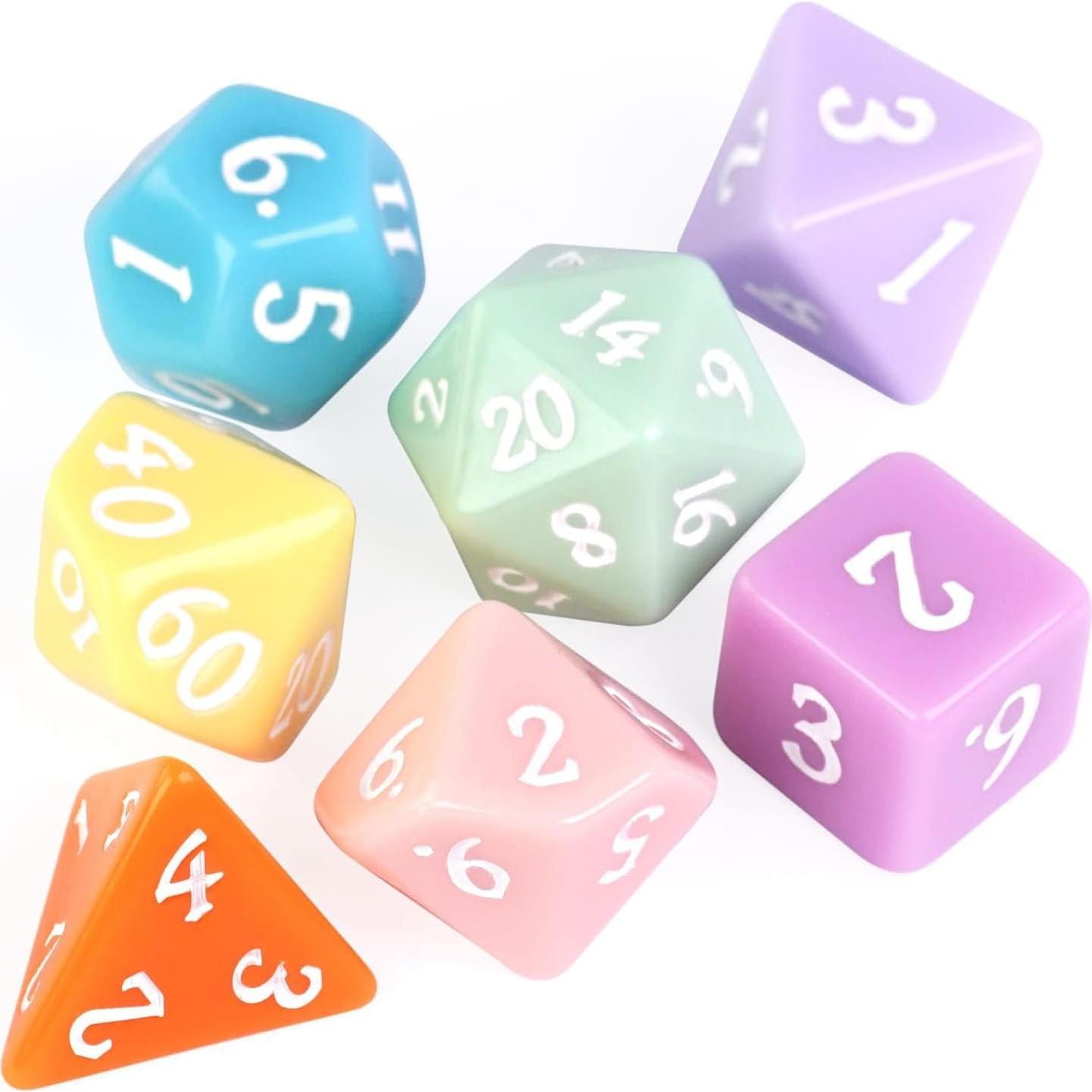 Juego de Dados Poliedricos DND Poludie 7 Pcs Macaron