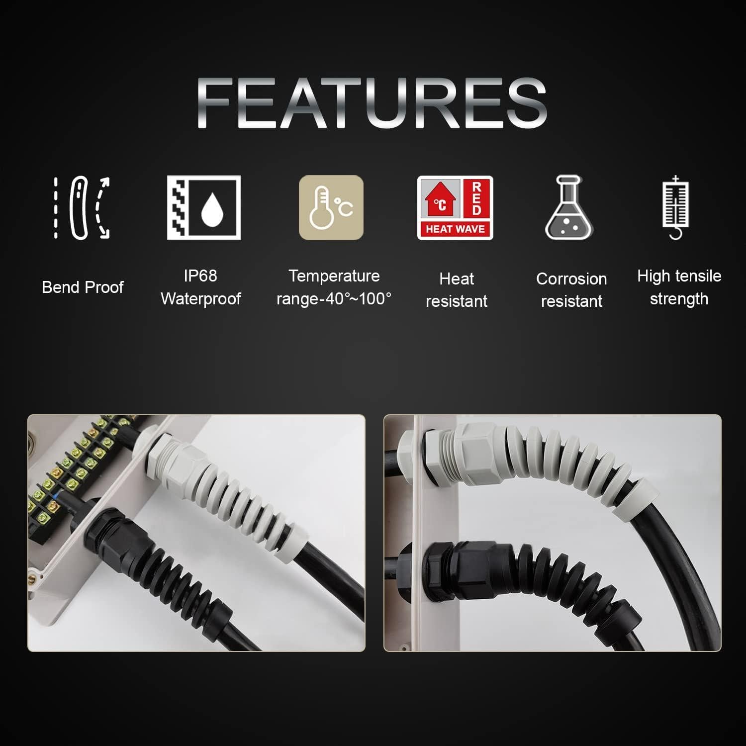 LeMotech 2 Piezas Glandes de Cable NPT 1" IP68 Nylon Negro