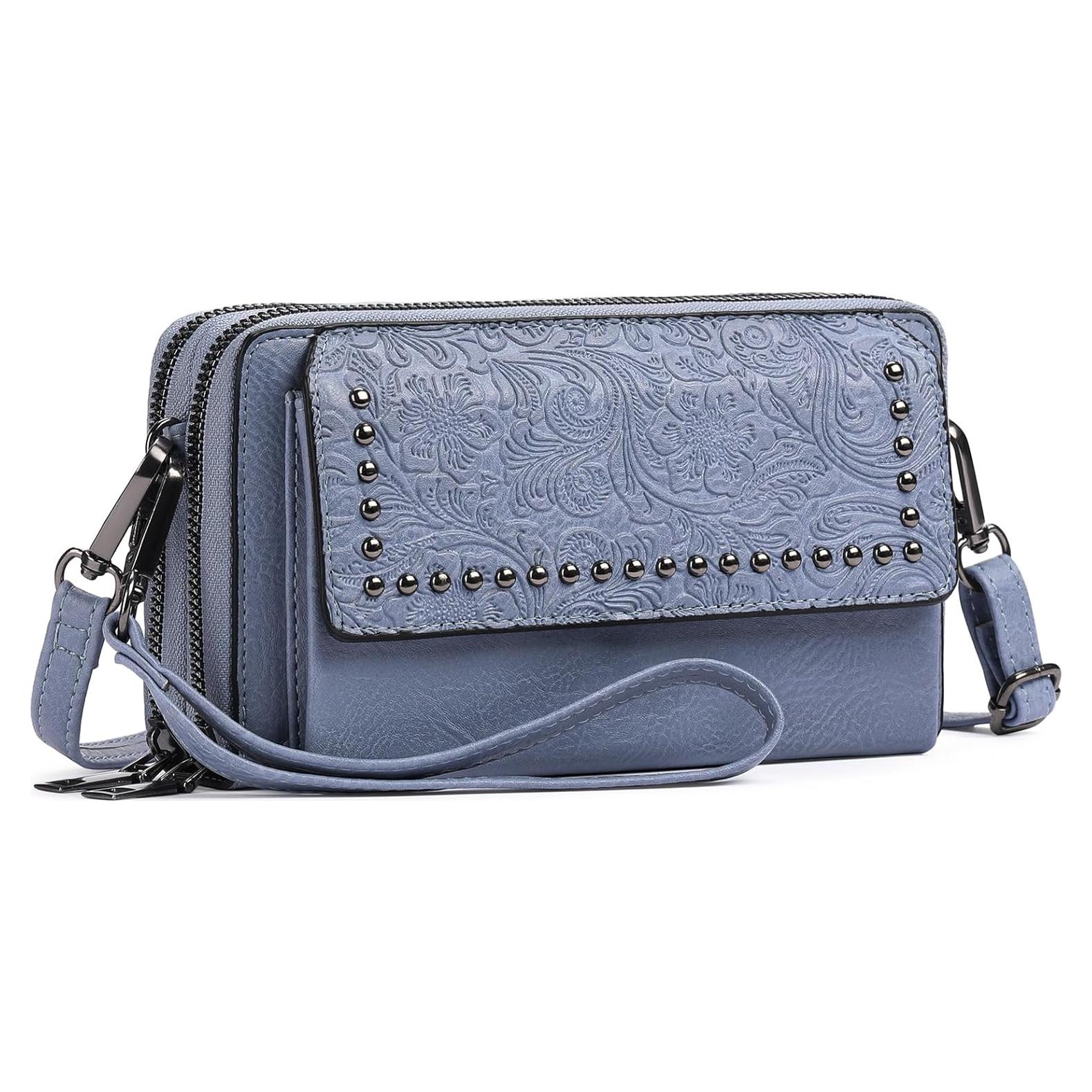 Bolso Cruzado FALAN MULE Mujer Cuero PU Azul Bebé 22.5x13cm