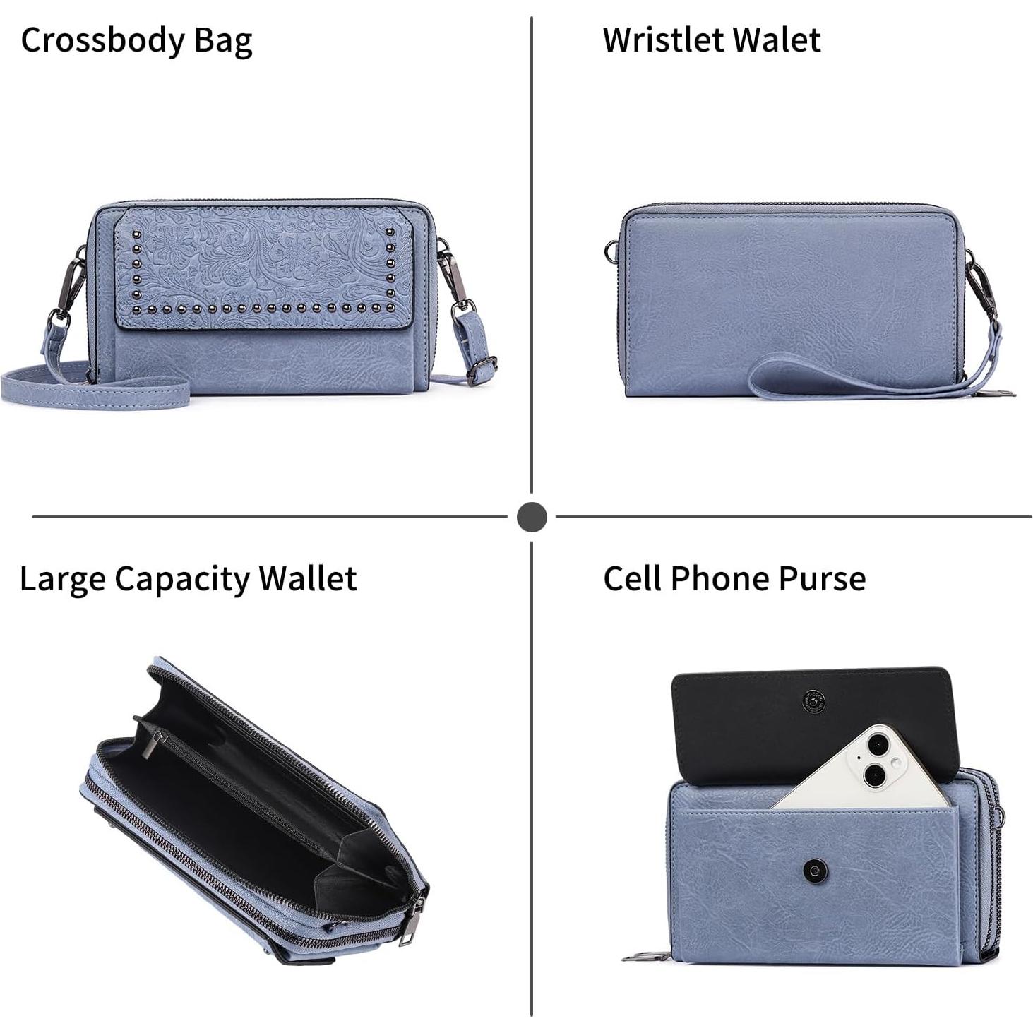 Bolso Cruzado FALAN MULE Mujer Cuero PU Azul Bebé 22.5x13cm