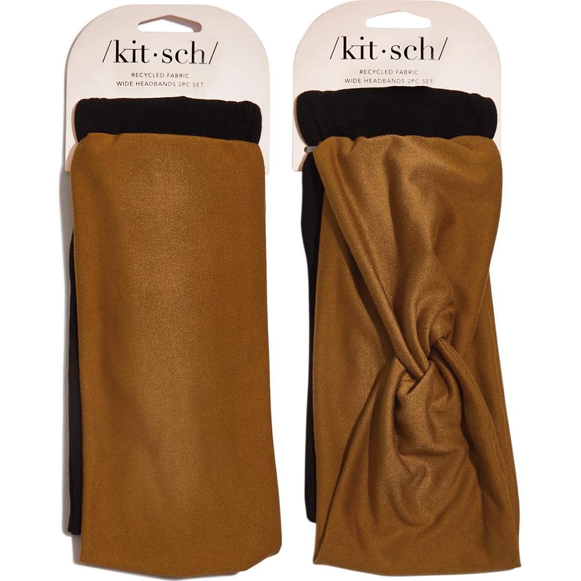 Diademas Anchas Kitsch para Mujeres - 2 Piezas Negro y Camel