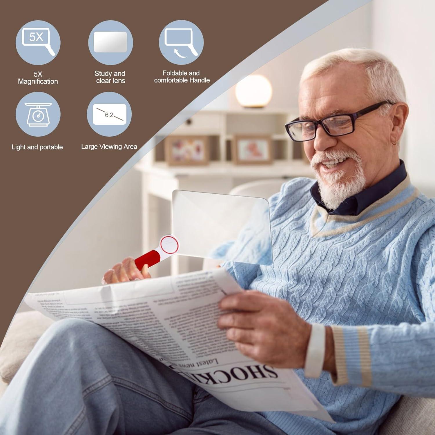 Lupa de Mano 5X Seis Temporadas con Lente Fresnel Gris