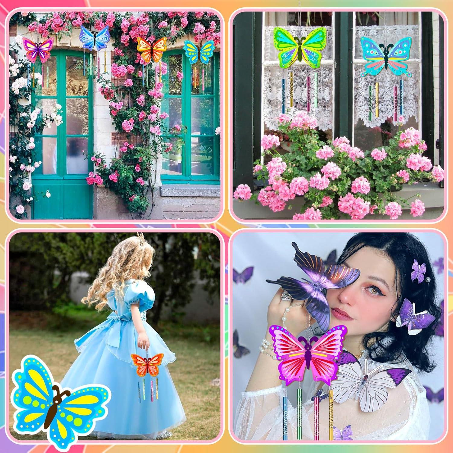 Kit de Campanas de Viento Mariposa XJWWHZ 8 Piezas DIY