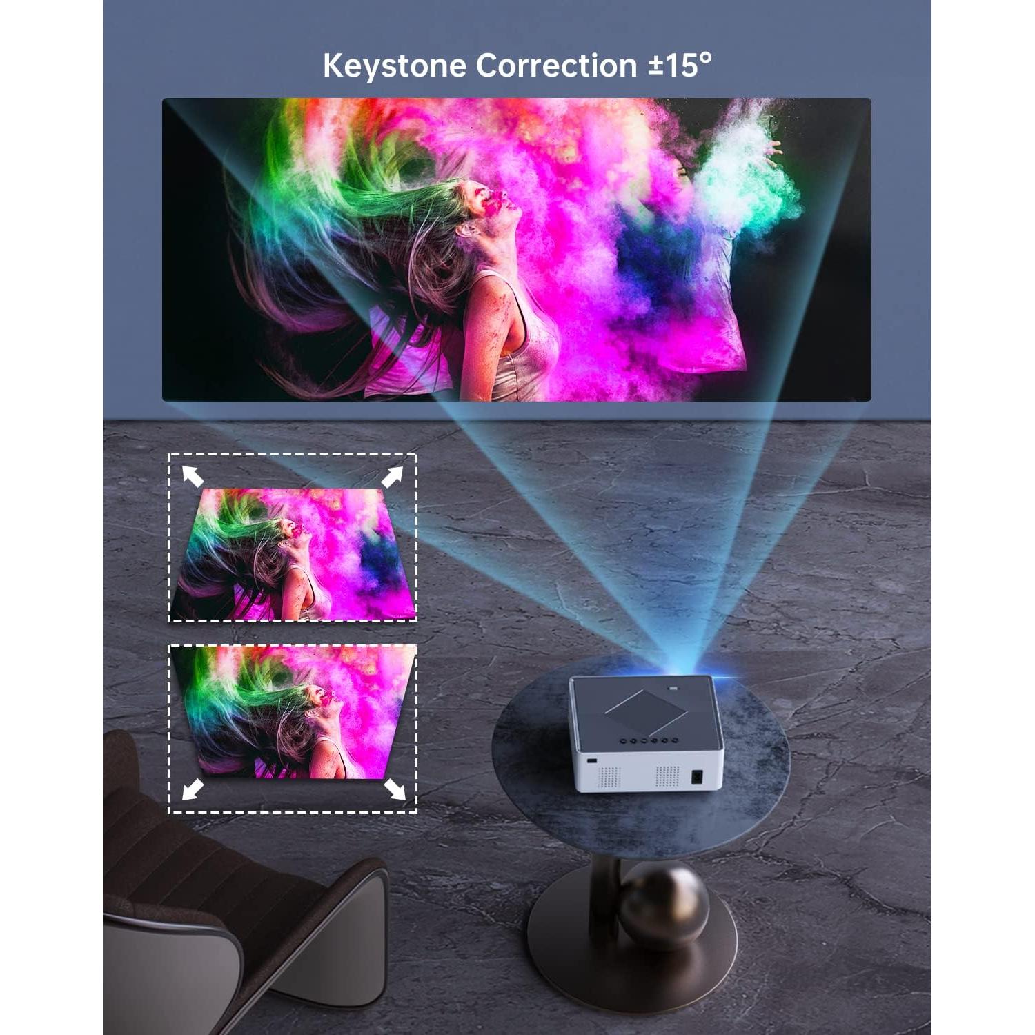 Proyector HISION 1080P Portátil 8000 Lúmenes Cine Casa