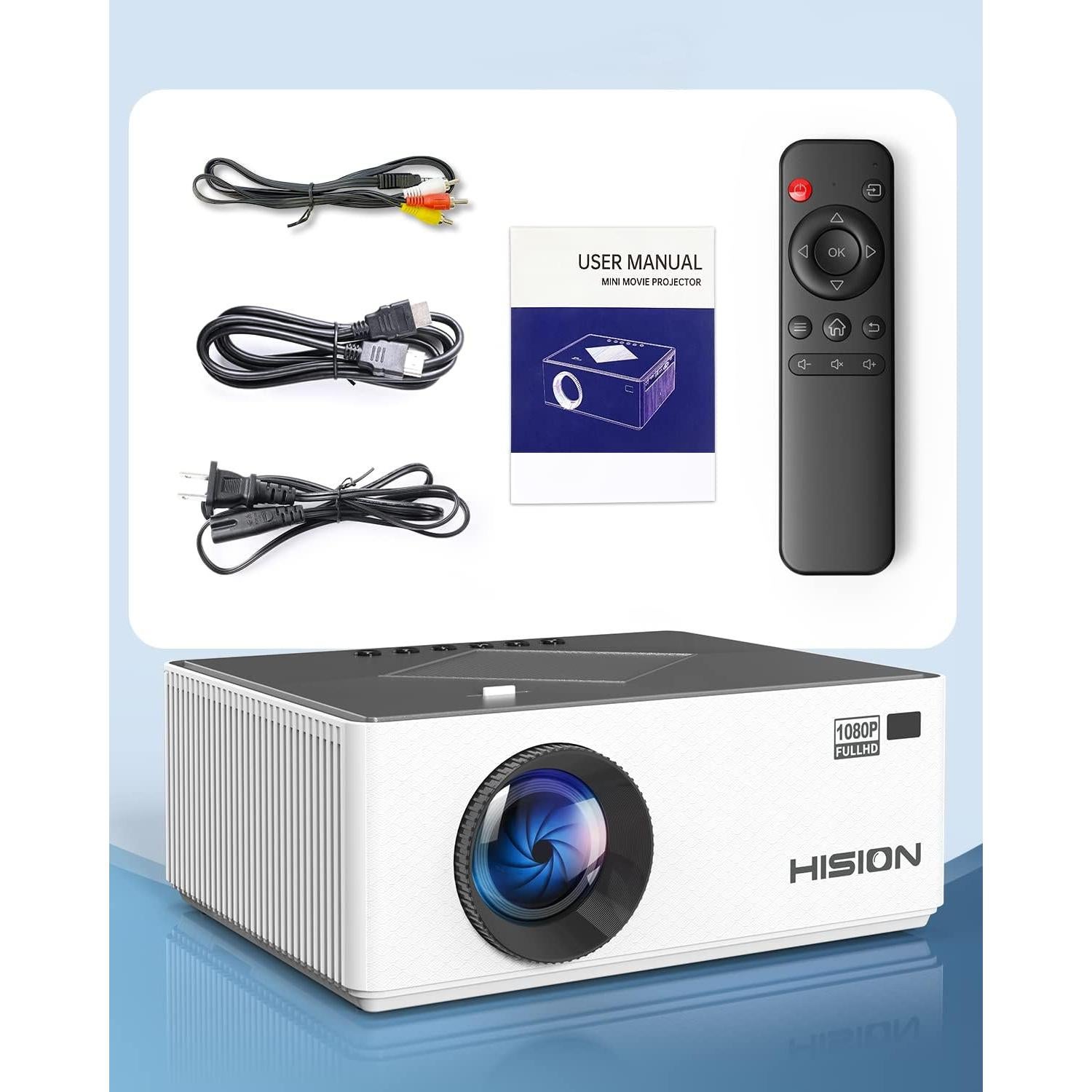 Proyector HISION 1080P Portátil 8000 Lúmenes Cine Casa