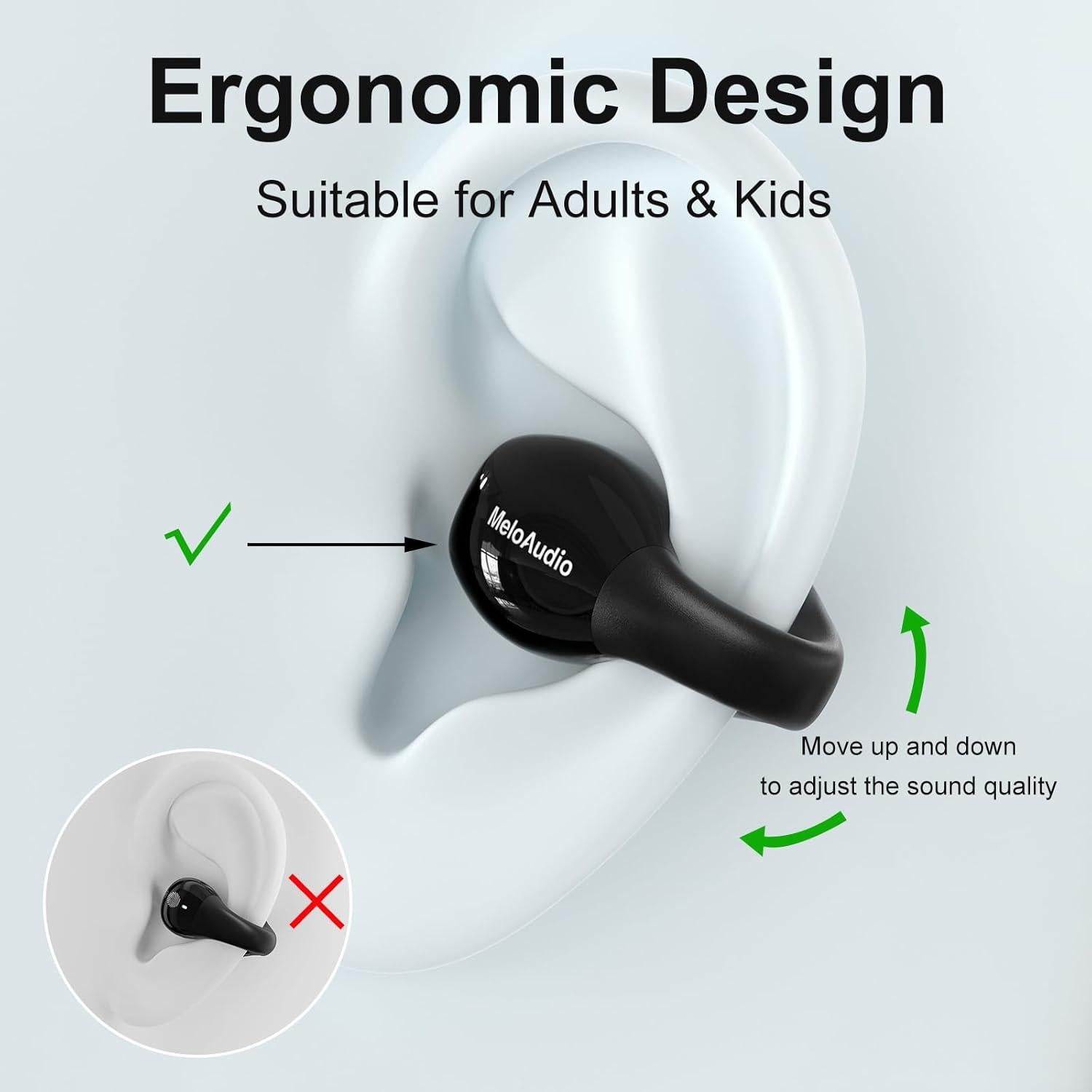 Auriculares Bluetooth MeloAudio S12, Clip de Oído Abierto 120h