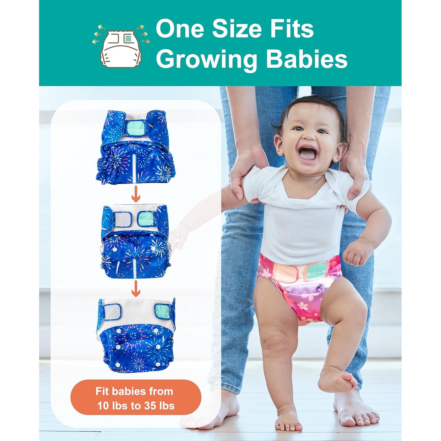 Paquete de 6 Pañales de Tela Fairywell con Indicador de Humedad