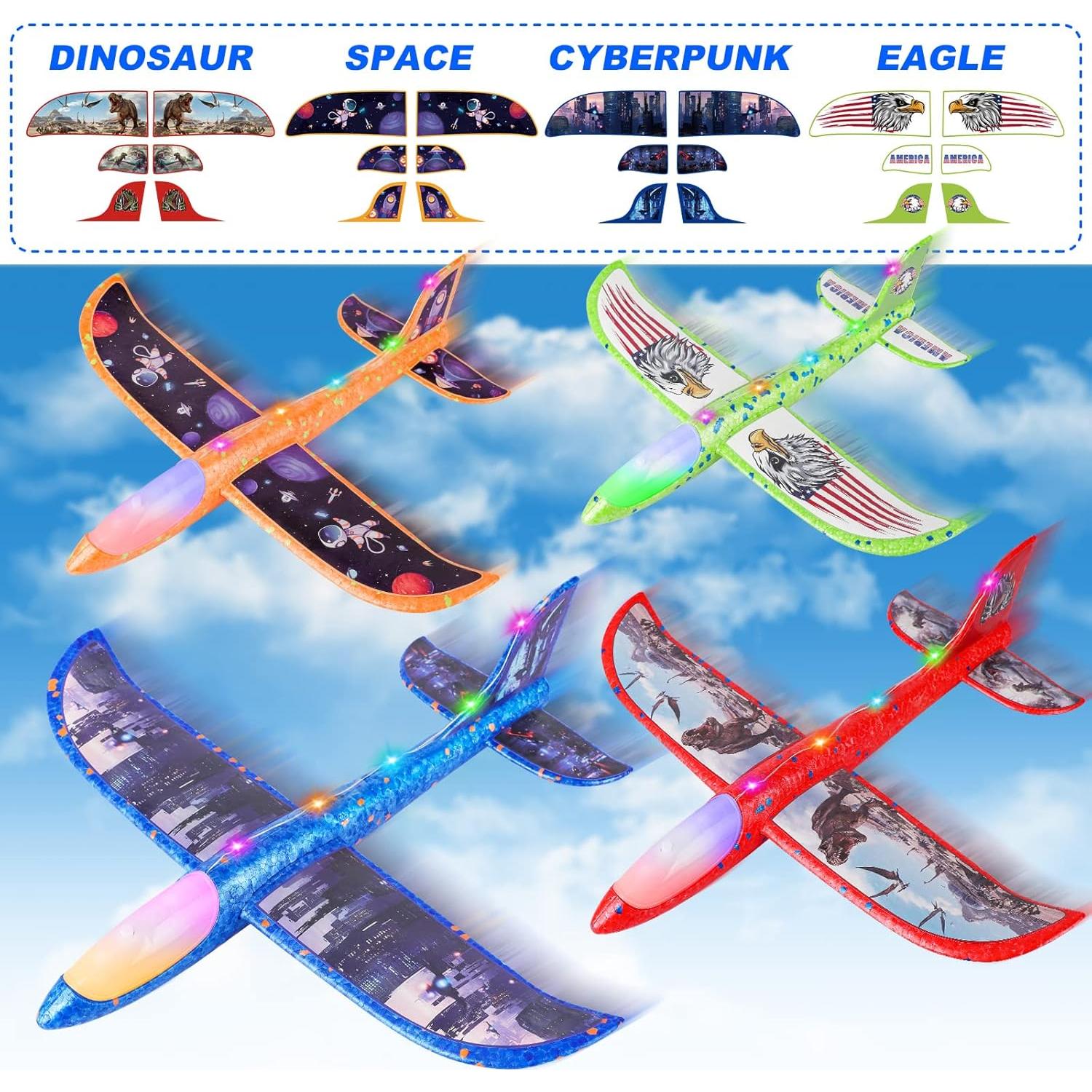 Juguetes Voladores Fuwidvia 4 Aviones de Espuma LED 33cm