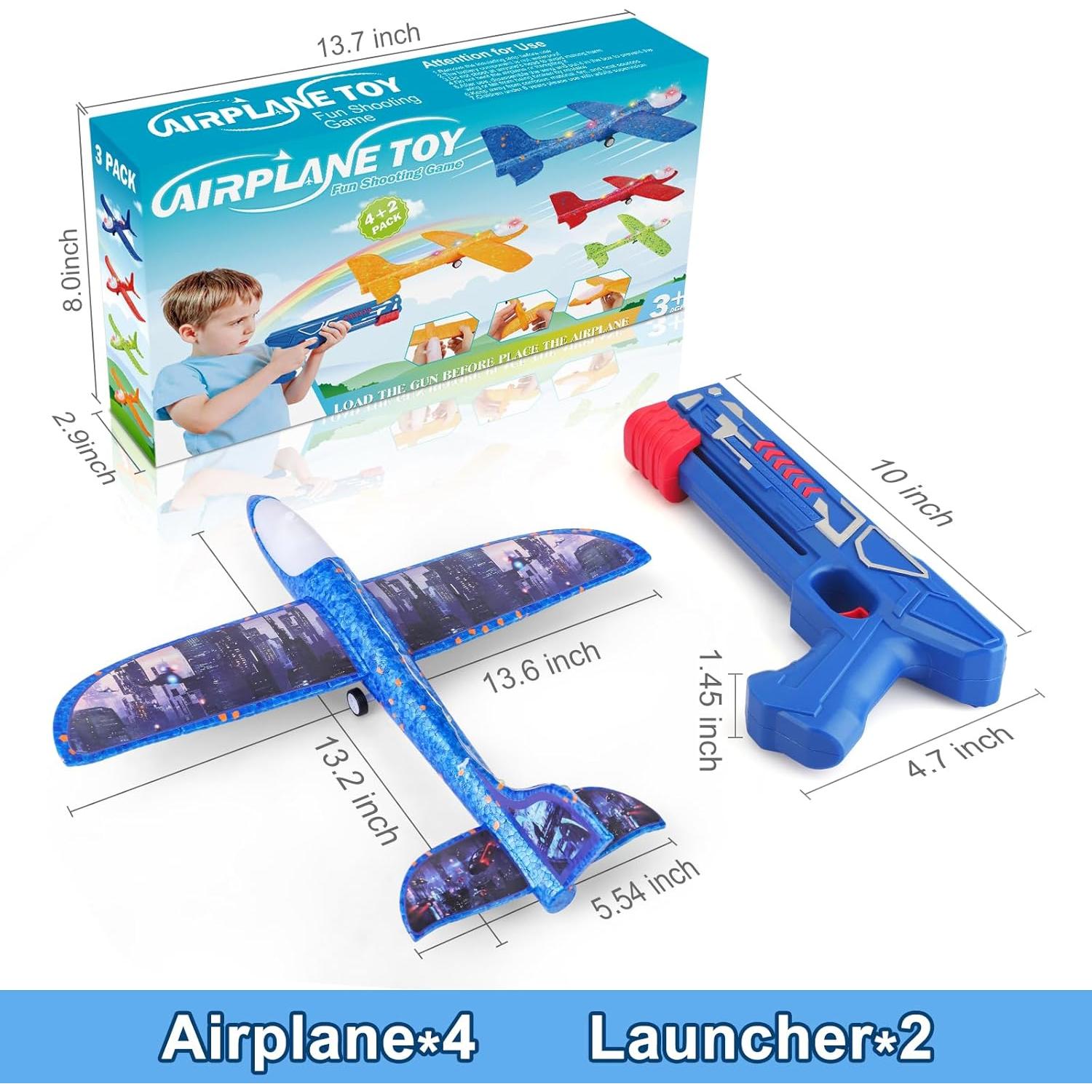 Juguetes Voladores Fuwidvia 4 Aviones de Espuma LED 33cm