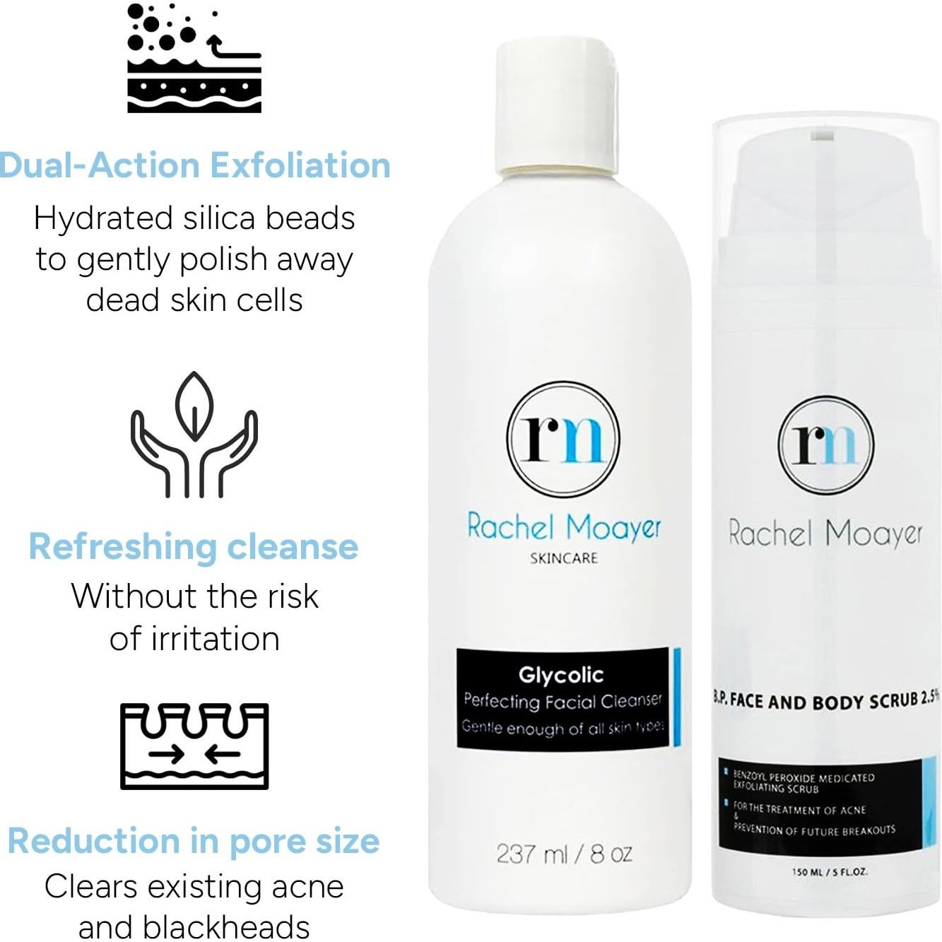 Conjunto de Limpieza Rachel Moayer: Limpiador y Exfoliante 2 Pzas