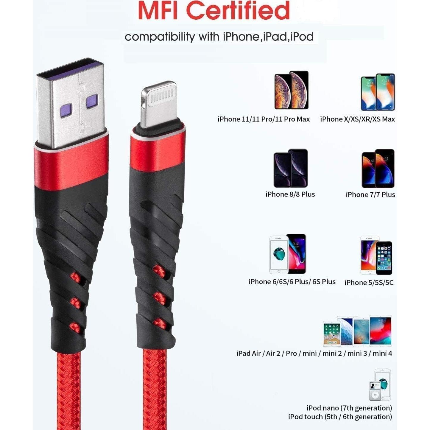 Cable Lightning 3 pies CyvenSmart MFi Rojo - Carga Rápida
