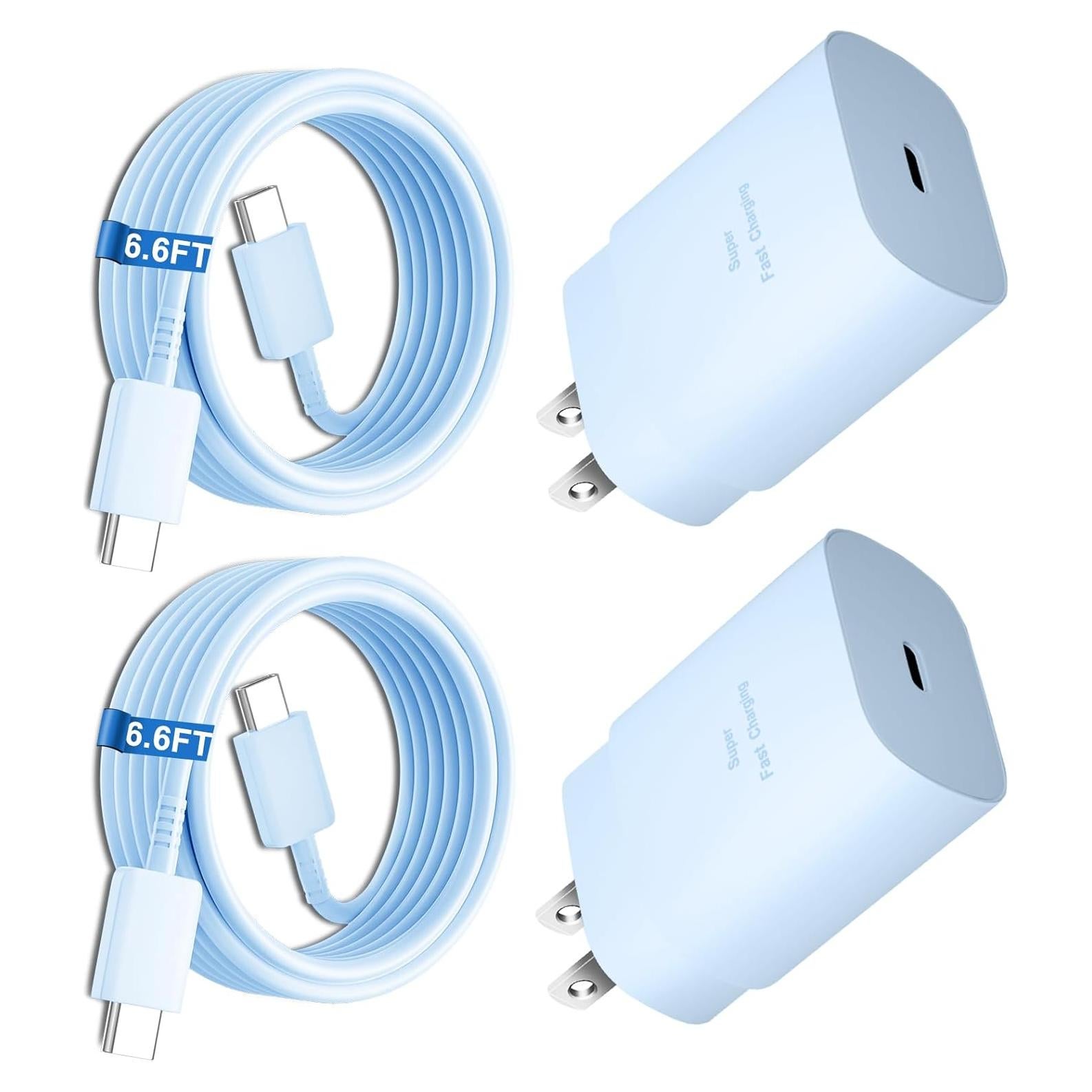 Cargador Rápido Samsung 25W Tipo C + Cable 2m Azul