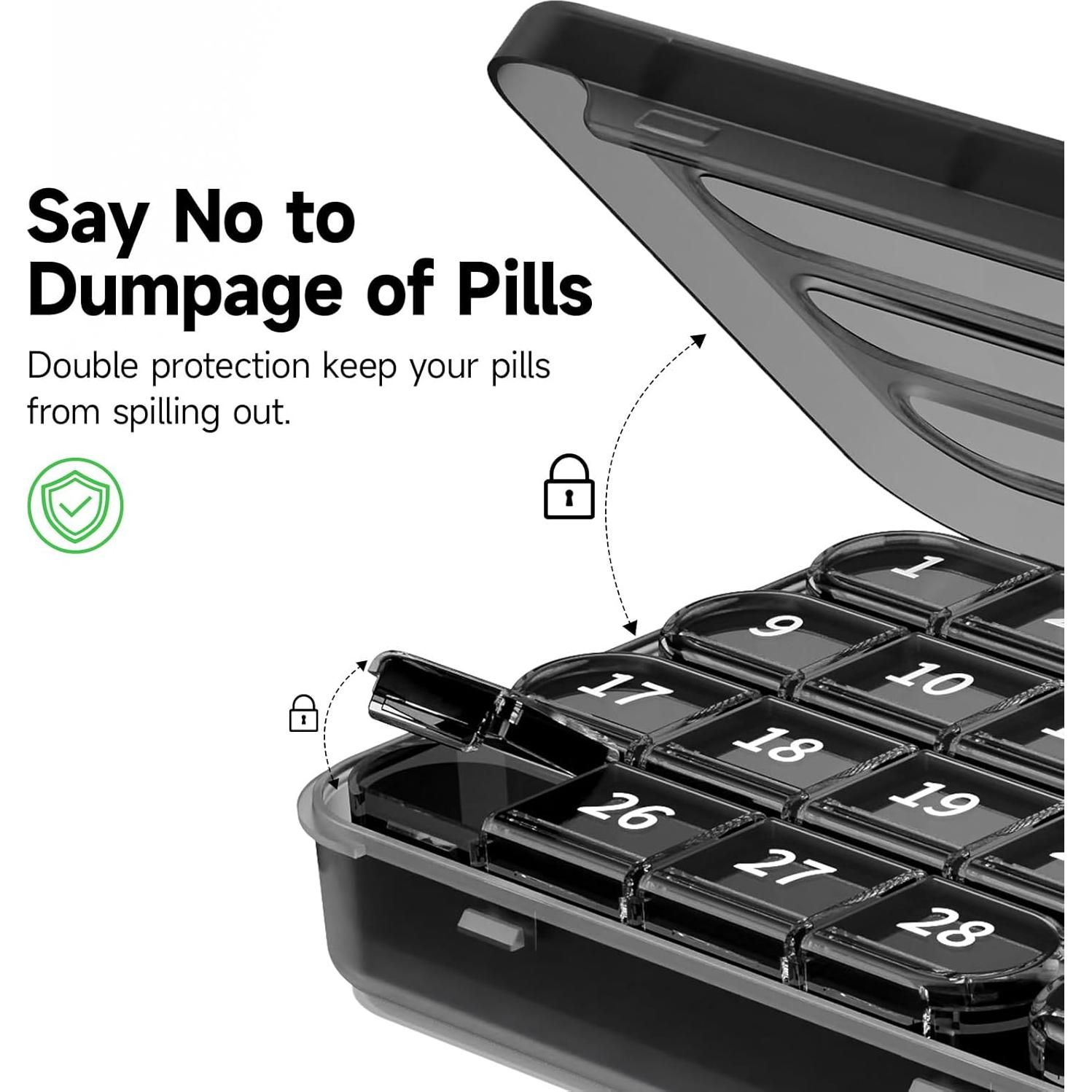 Organizador de Pastillas Mensual Zoksi 30 Días Negro