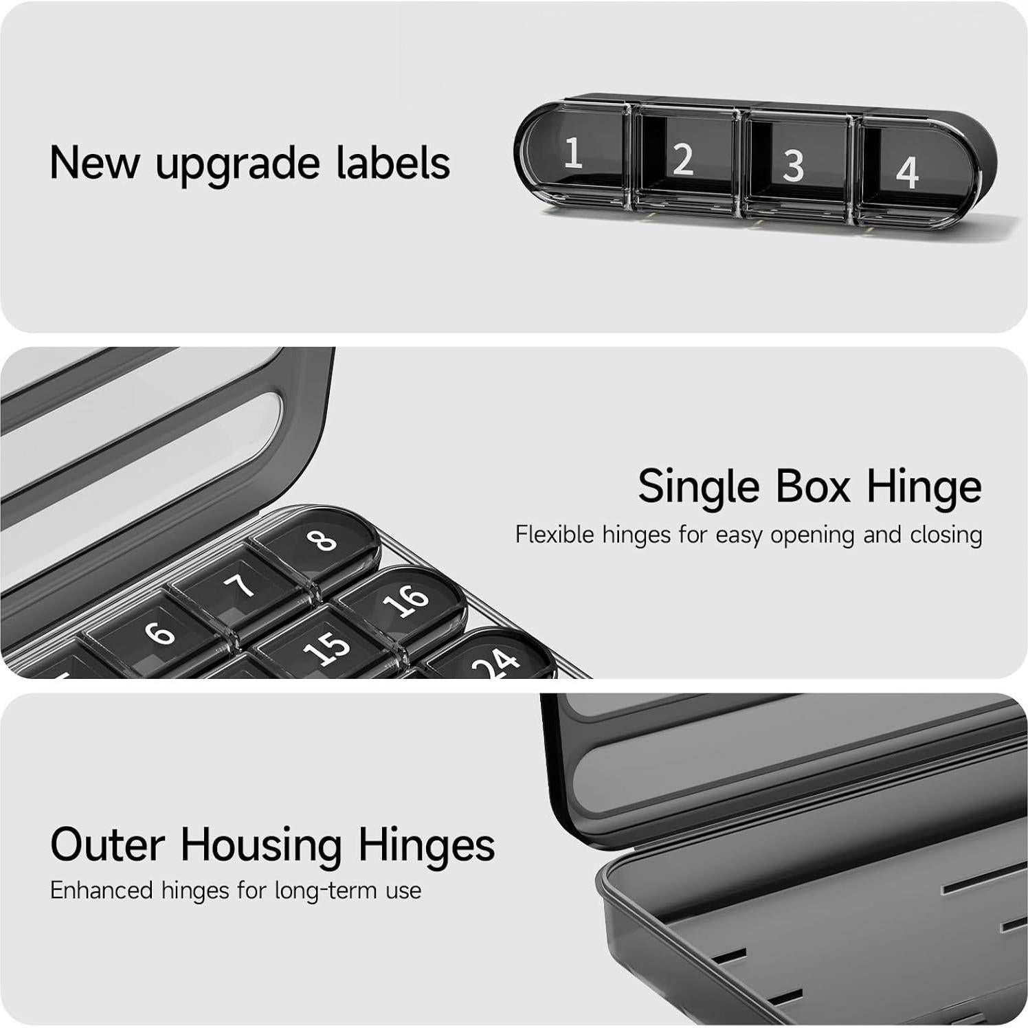 Organizador de Pastillas Mensual Zoksi 30 Días Negro