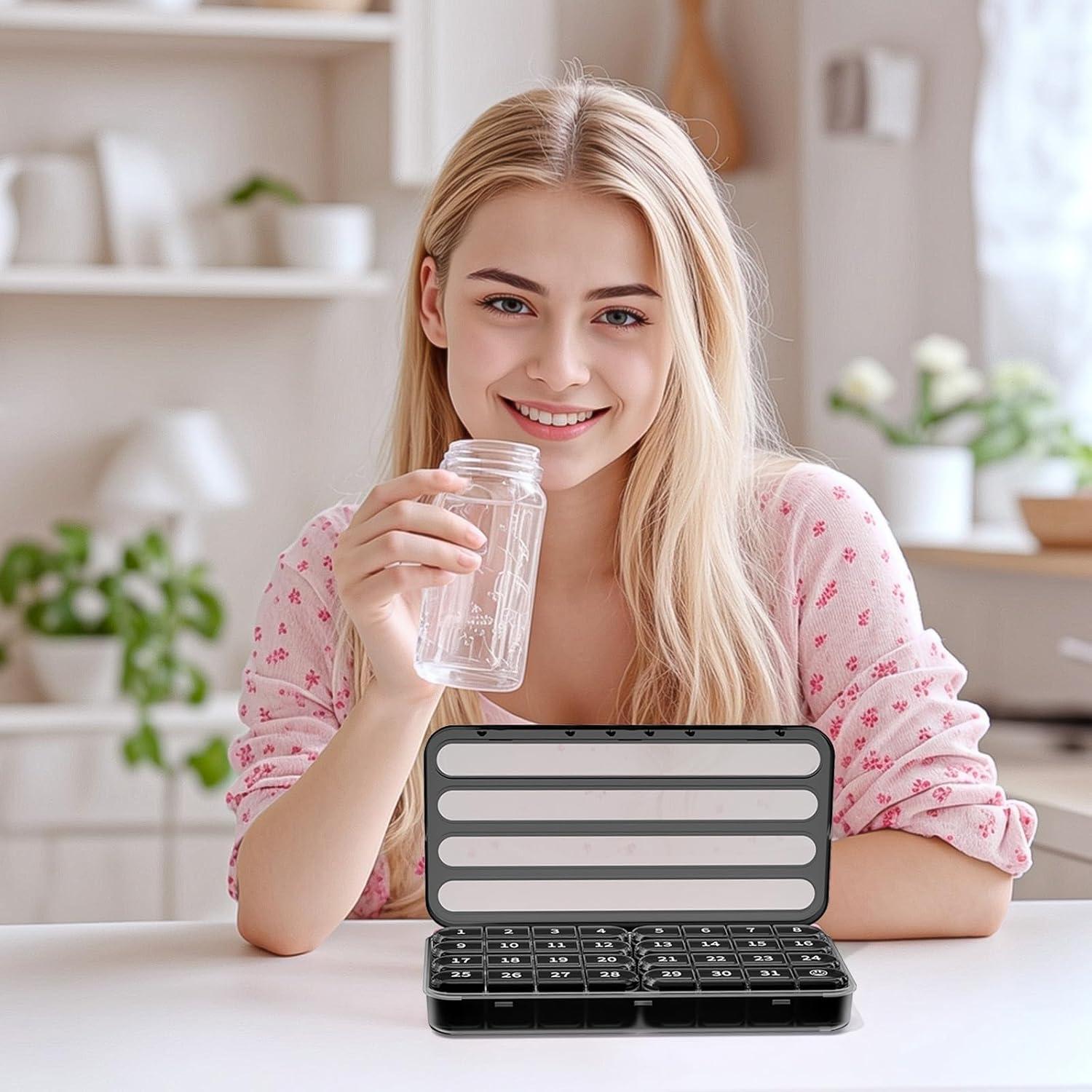 Organizador de Pastillas Mensual Zoksi 30 Días Negro