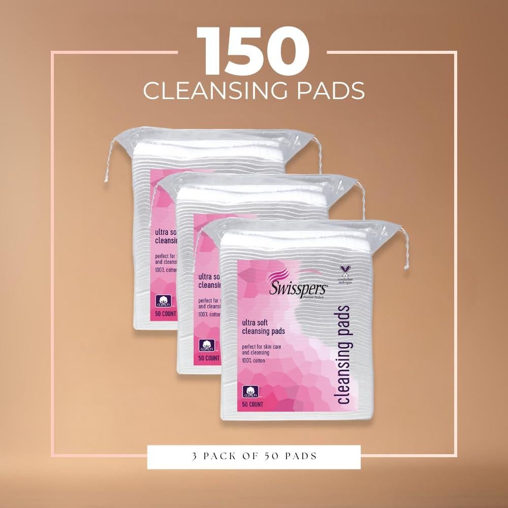 Discos de Algodón Swisspers Ultra Suaves - 100% Puro - 50 Unidades x 3 Paquete