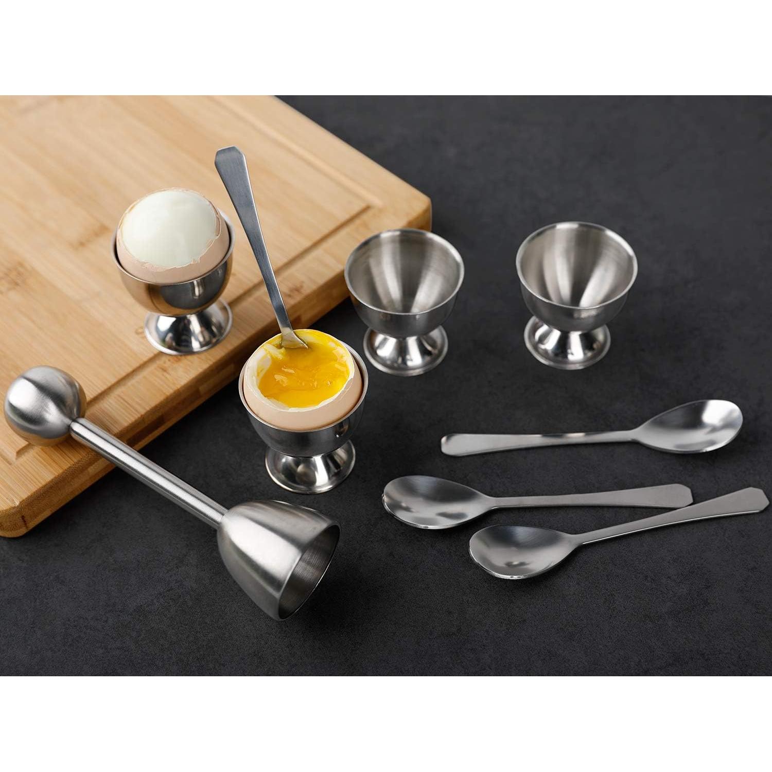 Juego Cortador de Huevos YellRin Acero Inoxidable 1 Cortador 4 Cucharas 4 Tazas
