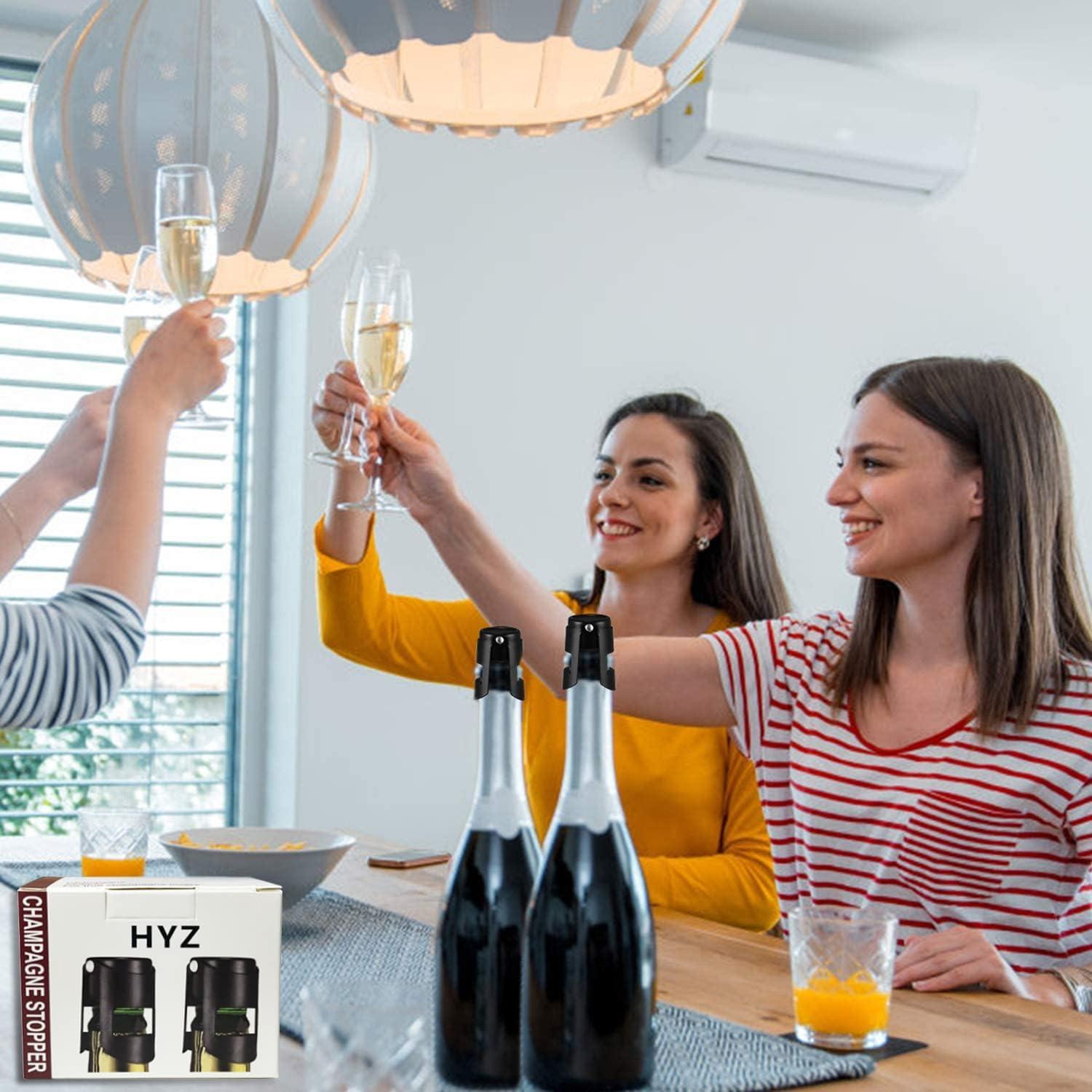 Tapones para Champagne HYZ 2Pack - Acero Inoxidable Negro