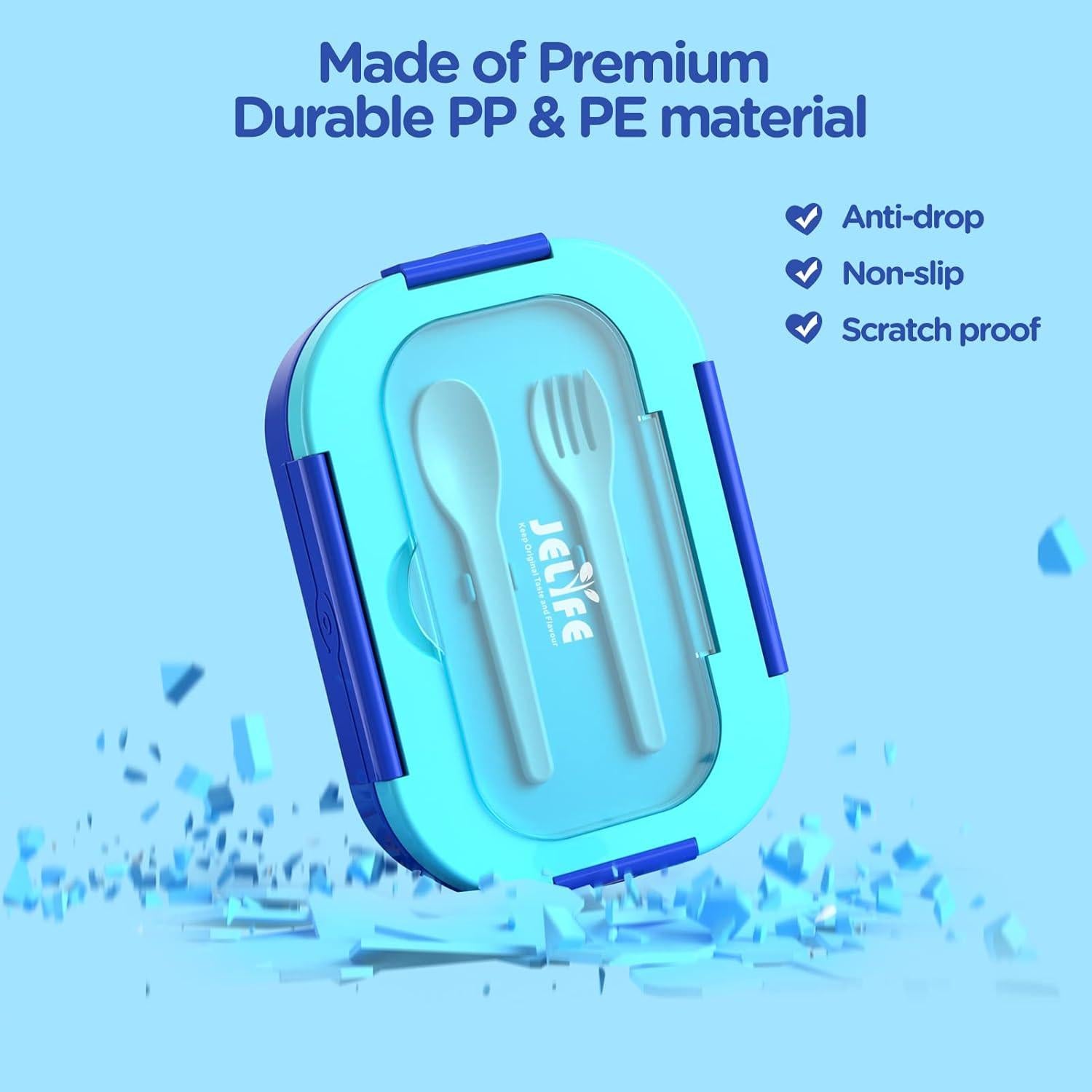 Caja de Almuerzo Bento Jelife 1300ml Azul a Prueba de Fugas