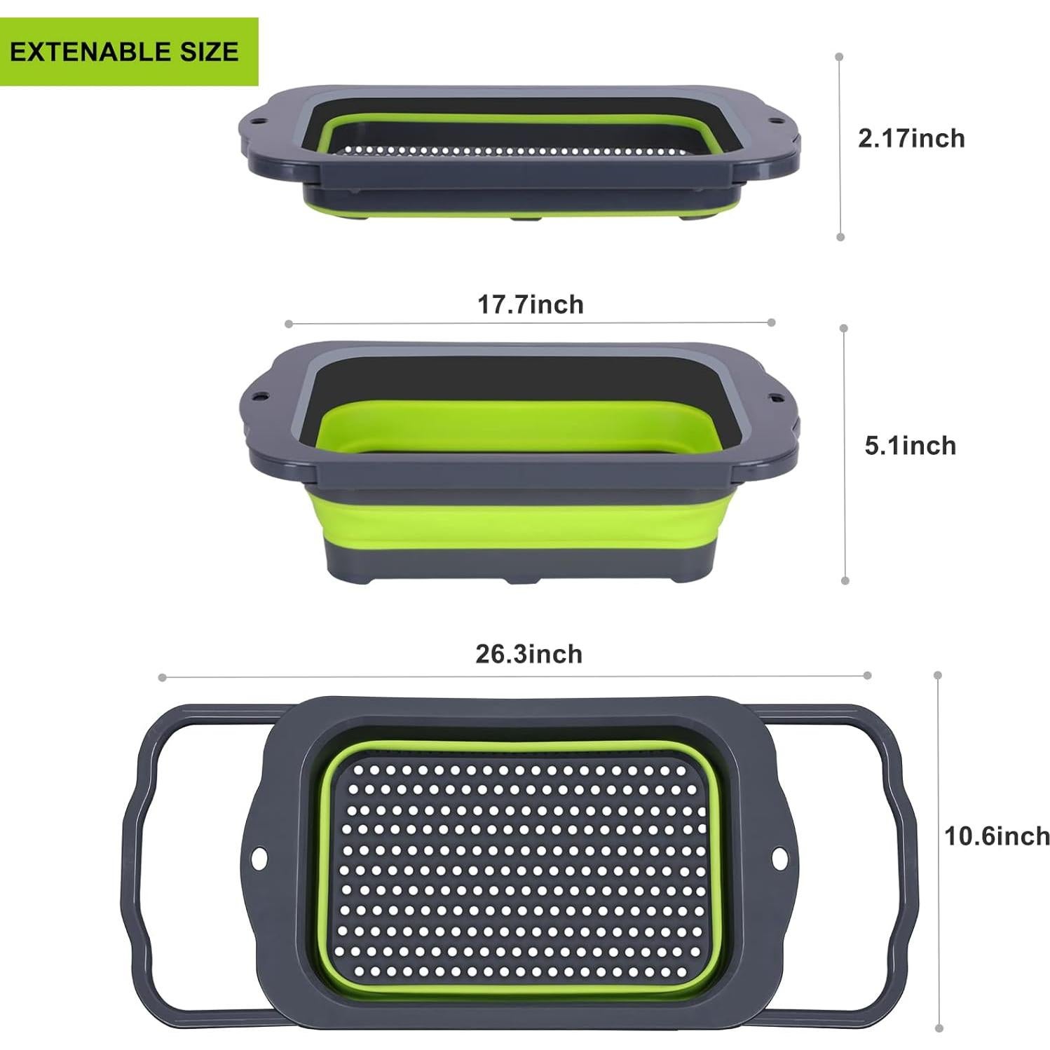 Colador Plegable QiMH Verde 9 Cuartos Silicona Libre BPA