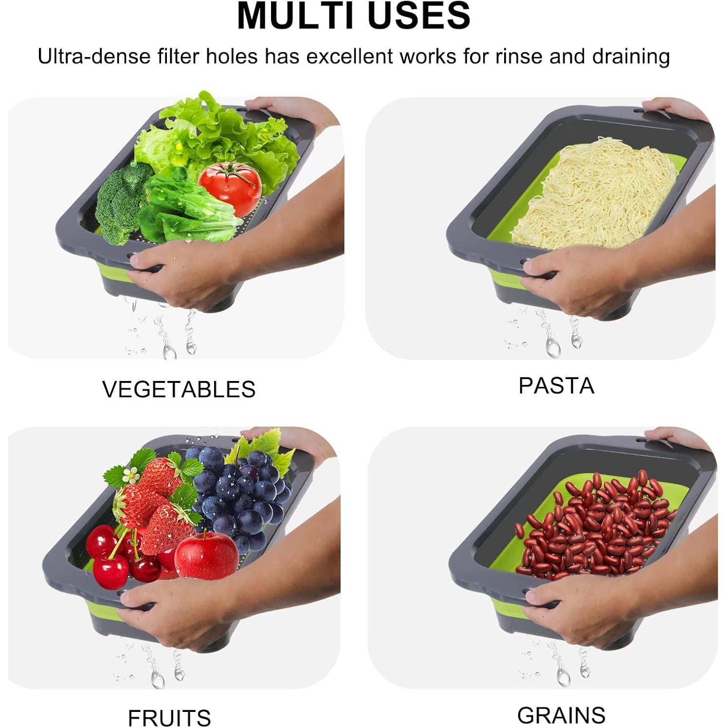 Colador Plegable QiMH Verde 9 Cuartos Silicona Libre BPA