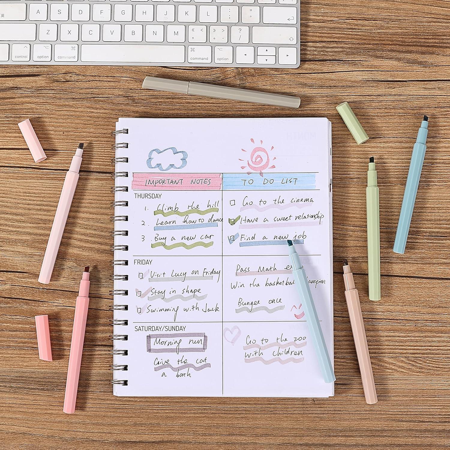 Marcadores Estéticos Mr. Pen - Paquete de 8, Punta Cincel, Colores Brillantes