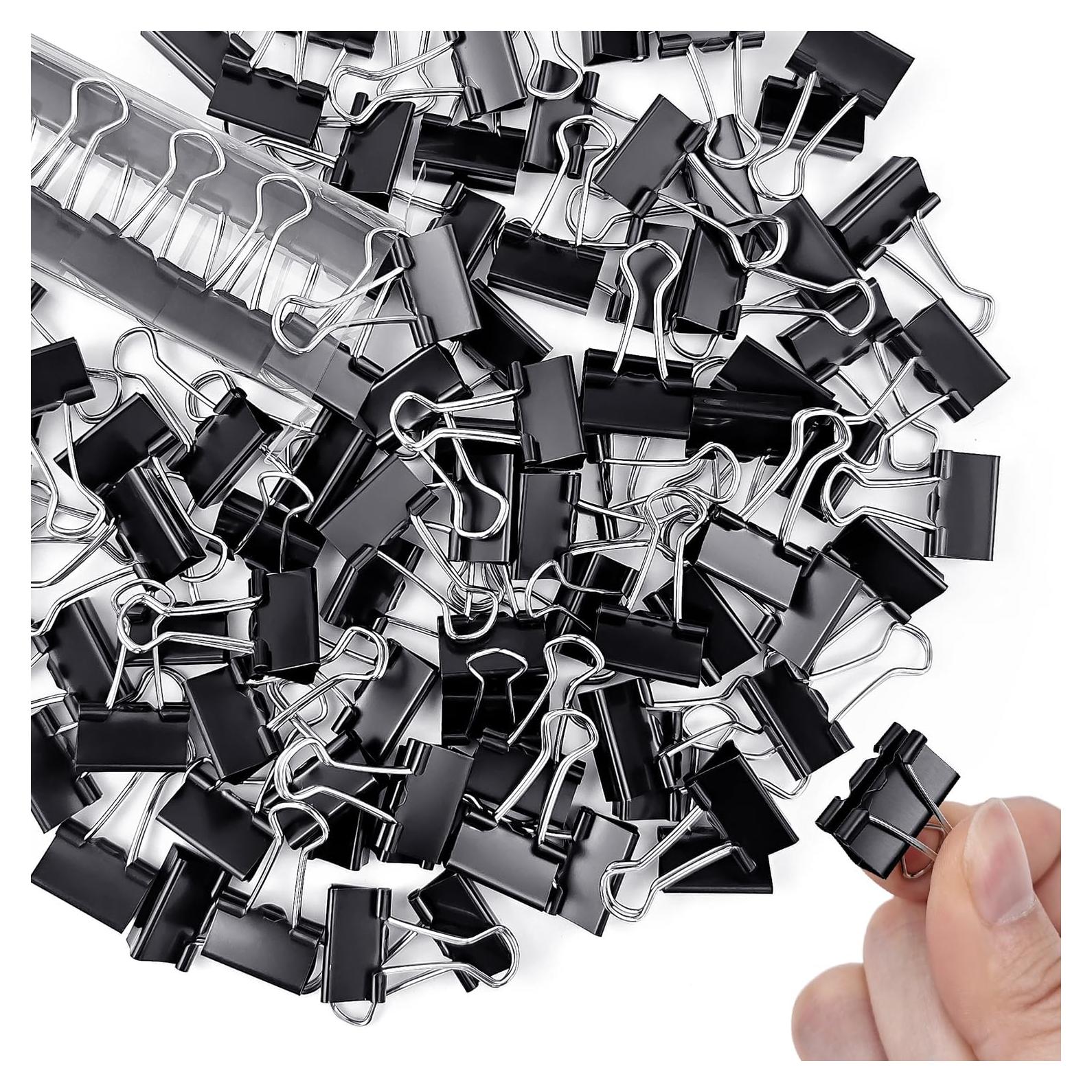 Clips de Carpeta Pequeños JIURUN 124 Pcs 19mm Negro