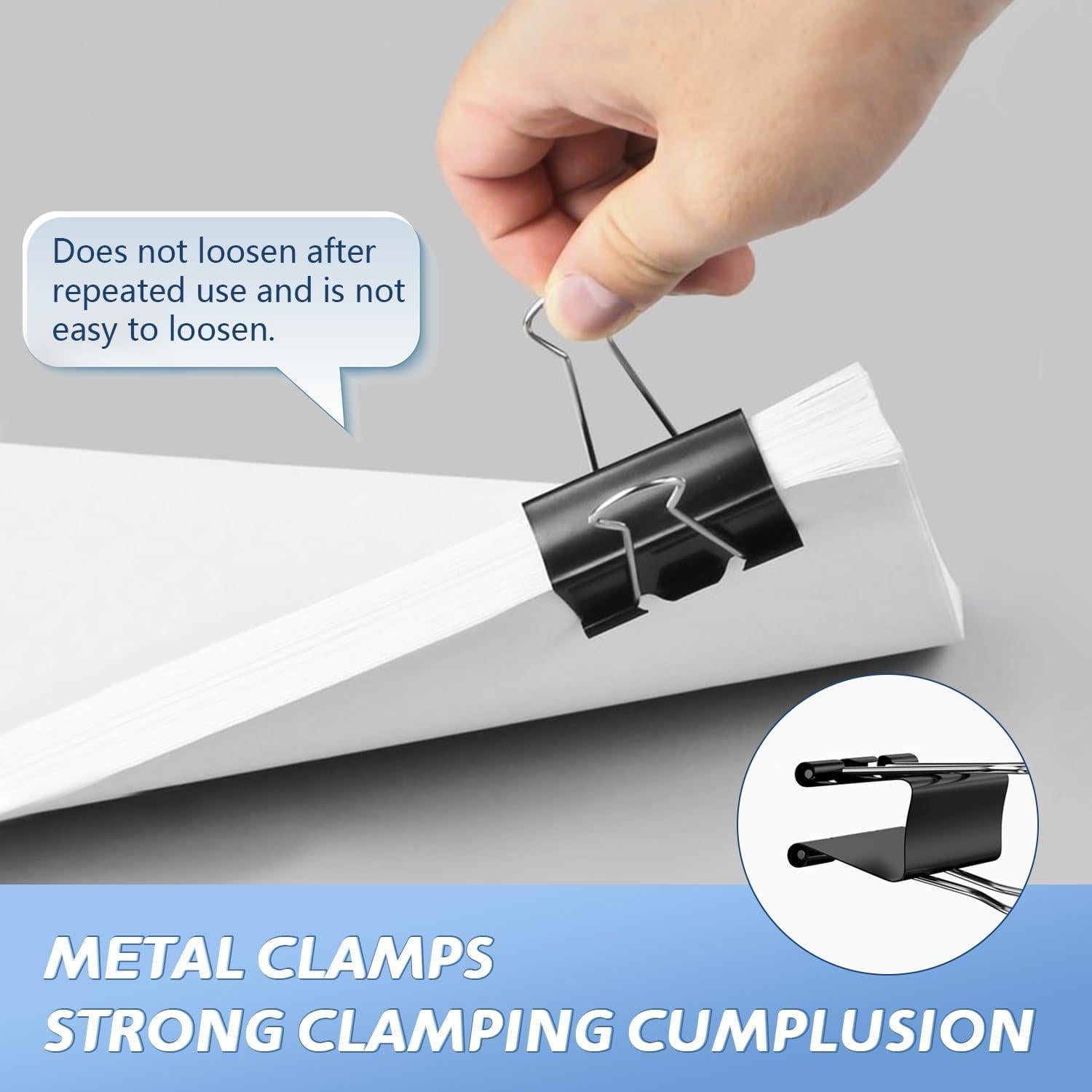 Clips de Carpeta Pequeños JIURUN 124 Pcs 19mm Negro