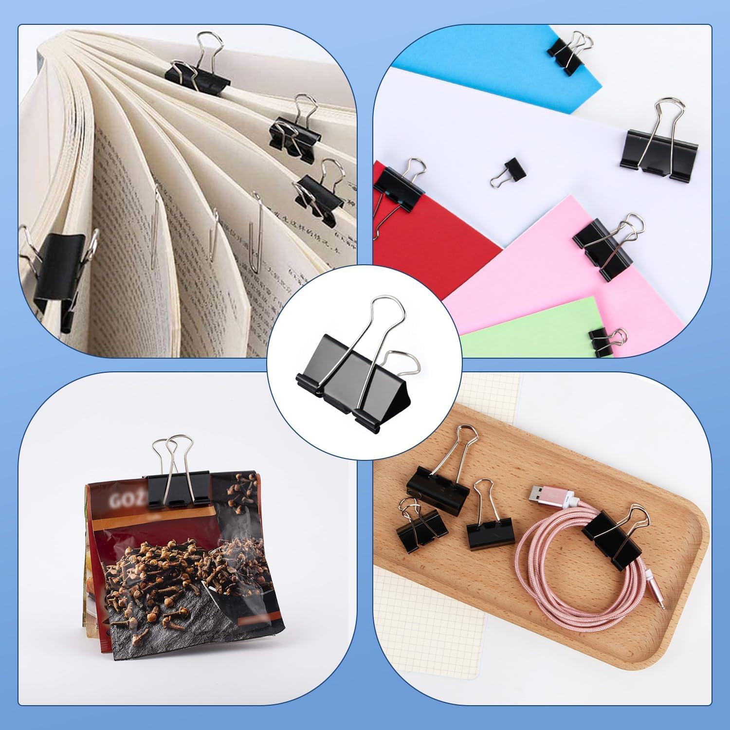 Clips de Carpeta Pequeños JIURUN 124 Pcs 19mm Negro