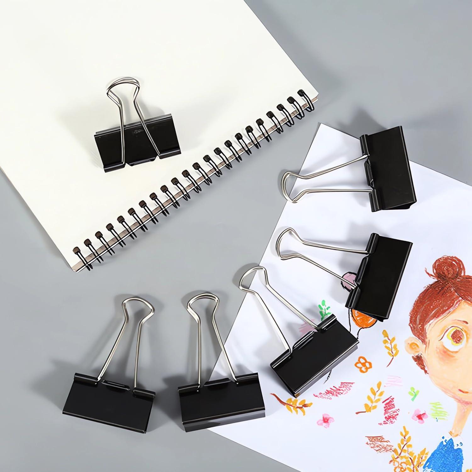 Clips de Carpeta Pequeños JIURUN 124 Pcs 19mm Negro