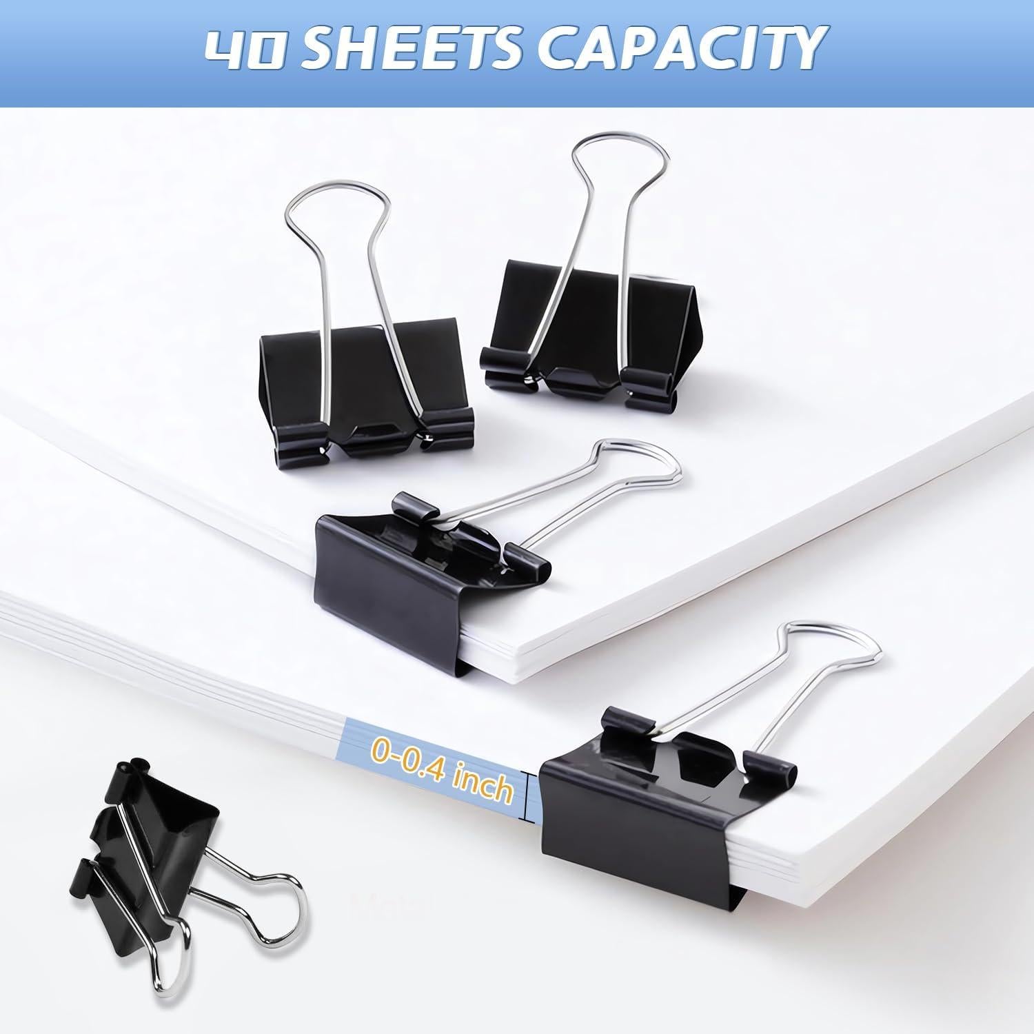 Clips de Carpeta Pequeños JIURUN 124 Pcs 19mm Negro