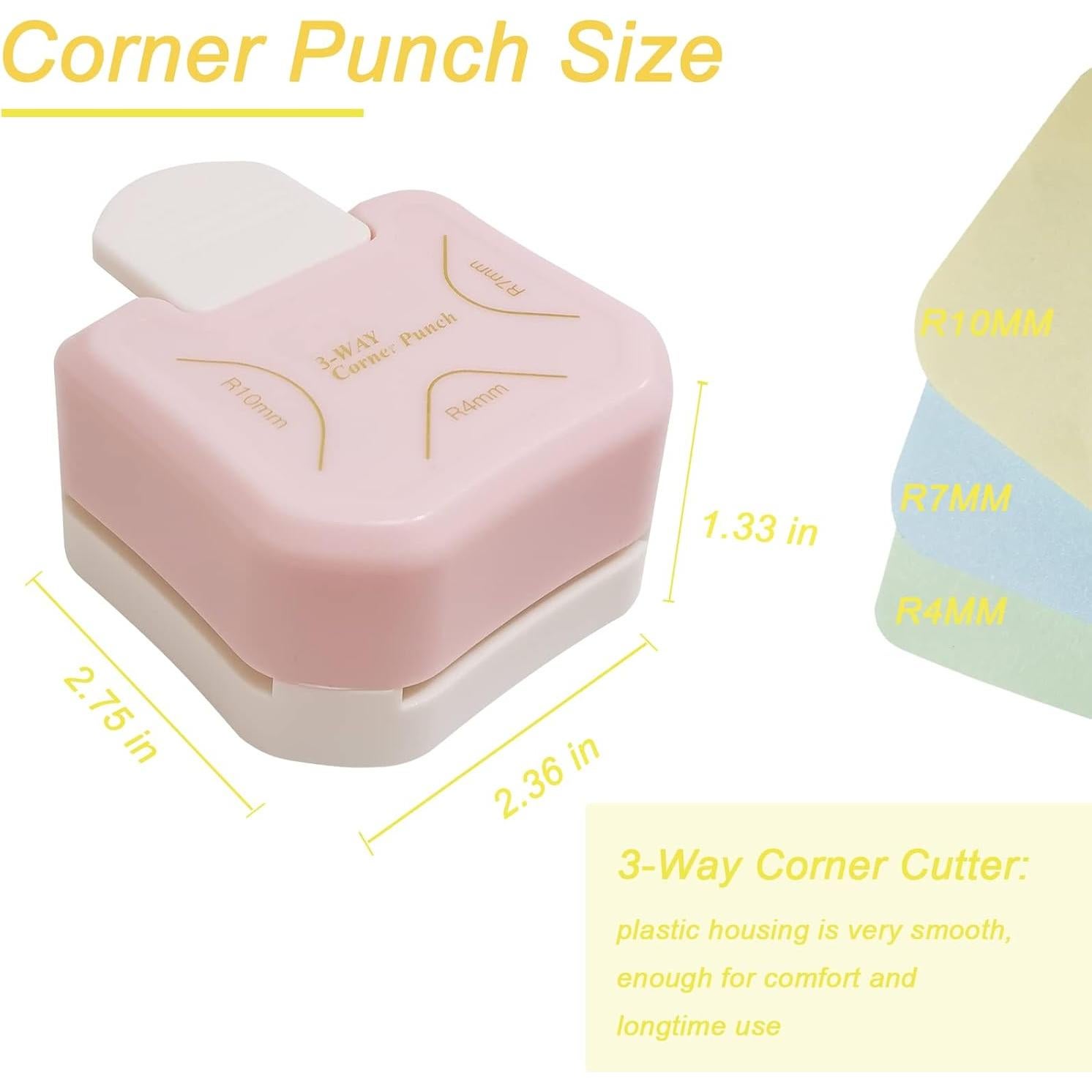 Troquelador de Esquinas 3 en 1 PRENDI - Rosa, Amarillo, Morado