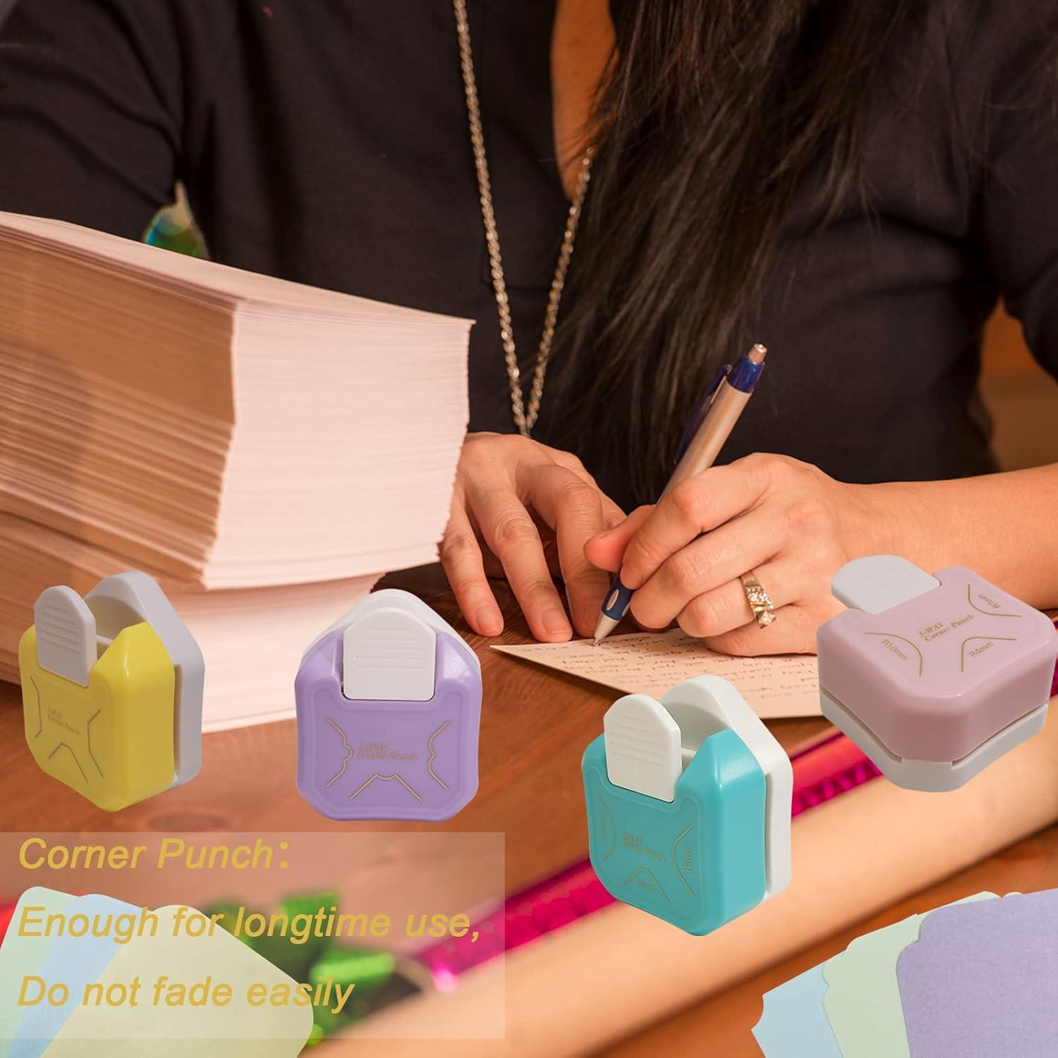 Troquelador de Esquinas 3 en 1 PRENDI - Rosa, Amarillo, Morado