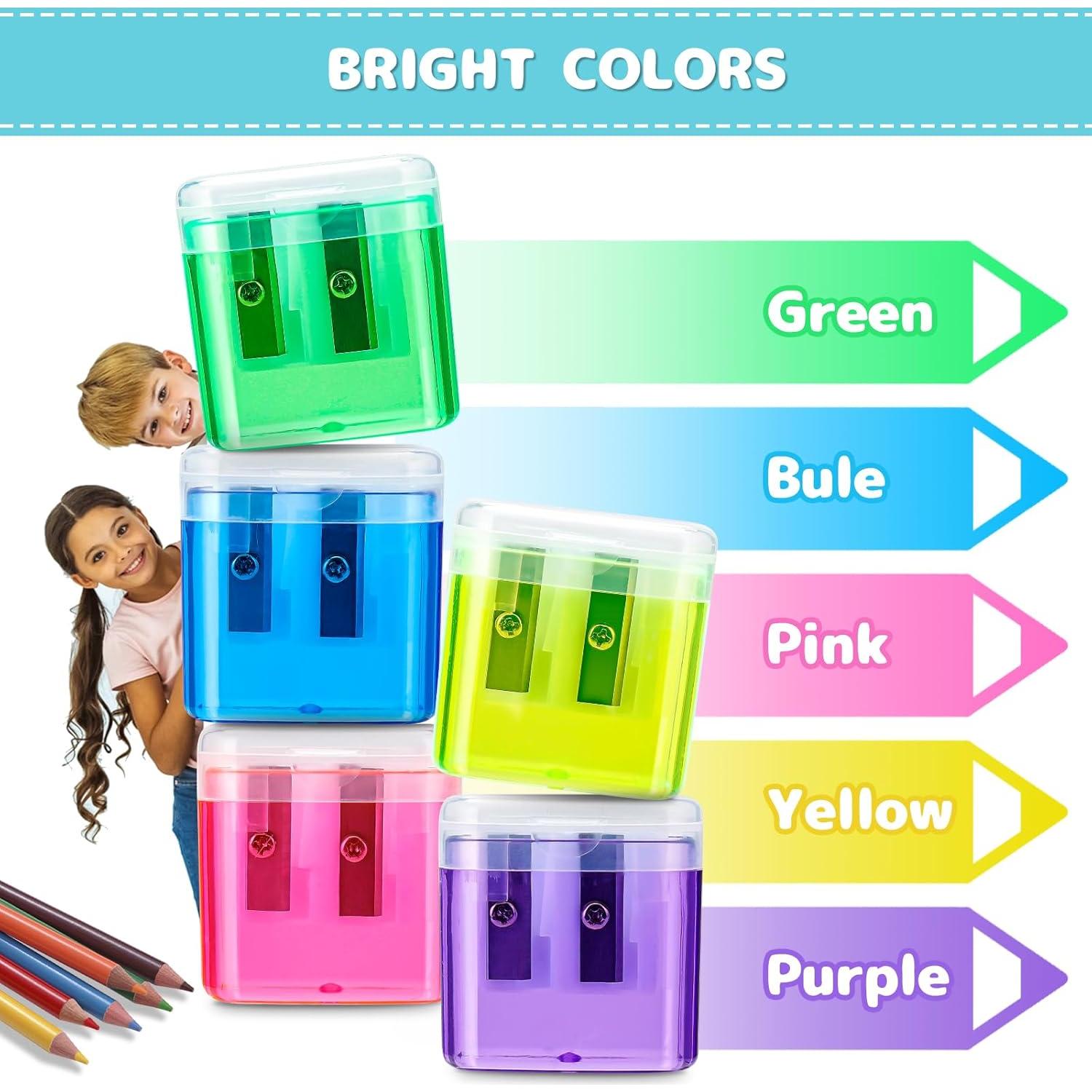 Paquete de 100 Sacapuntas Craiiby Doble Agujero Multicolor