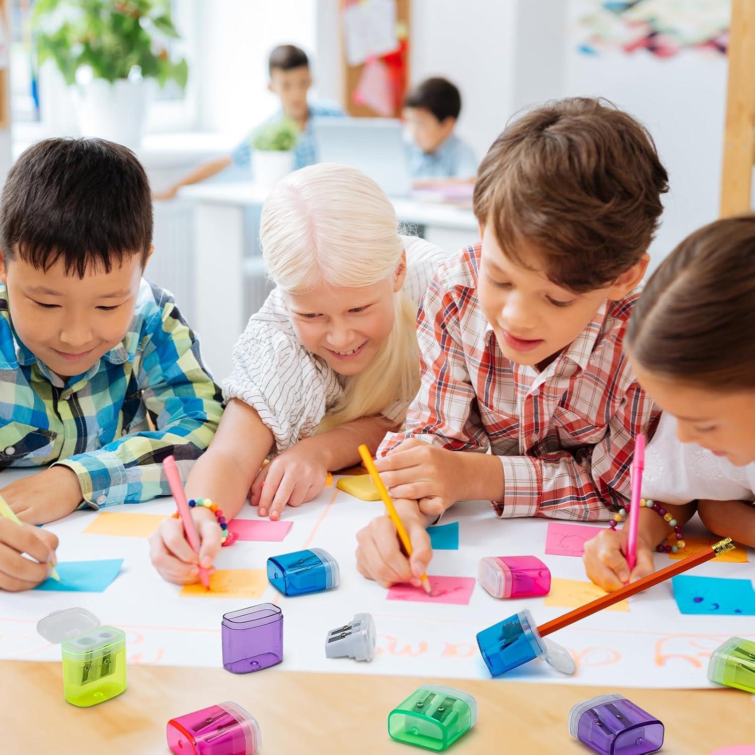 Paquete de 100 Sacapuntas Craiiby Doble Agujero Multicolor