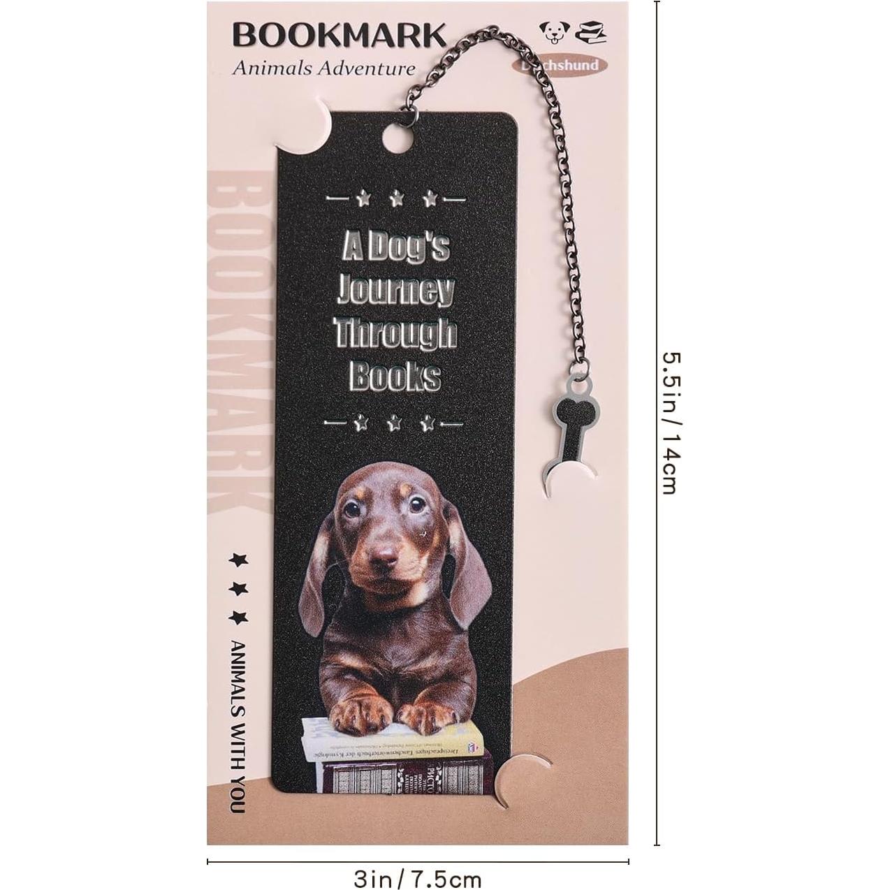 2 Pieces Cute Dog Metal Bookmarks with Graduated Scale, Pet Theme Golden Retriever Black Dachshund Large Size Book Mark, Bookmark for Book Lovers Reading Women Writers Readers Children Teens Men