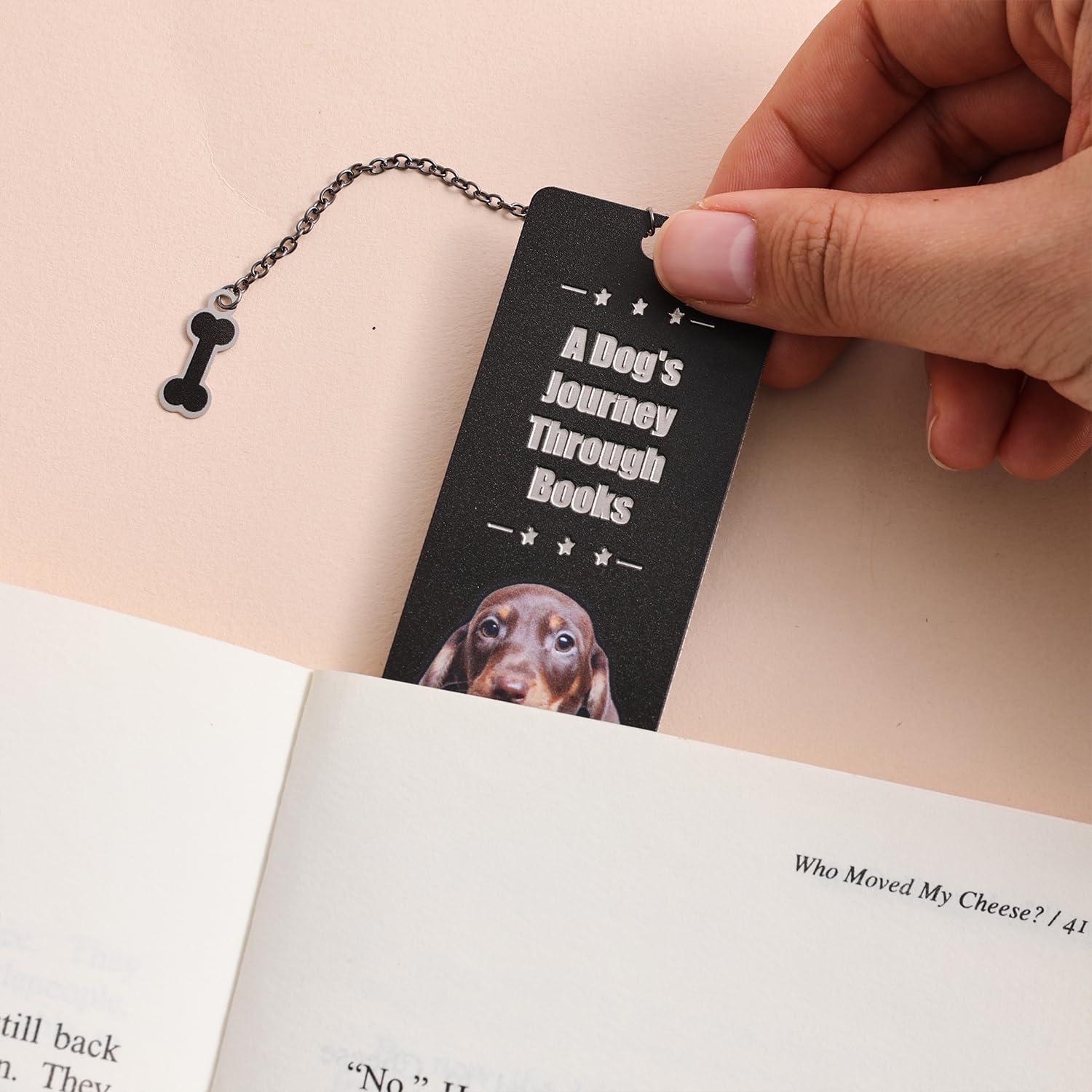 2 Pieces Cute Dog Metal Bookmarks with Graduated Scale, Pet Theme Golden Retriever Black Dachshund Large Size Book Mark, Bookmark for Book Lovers Reading Women Writers Readers Children Teens Men
