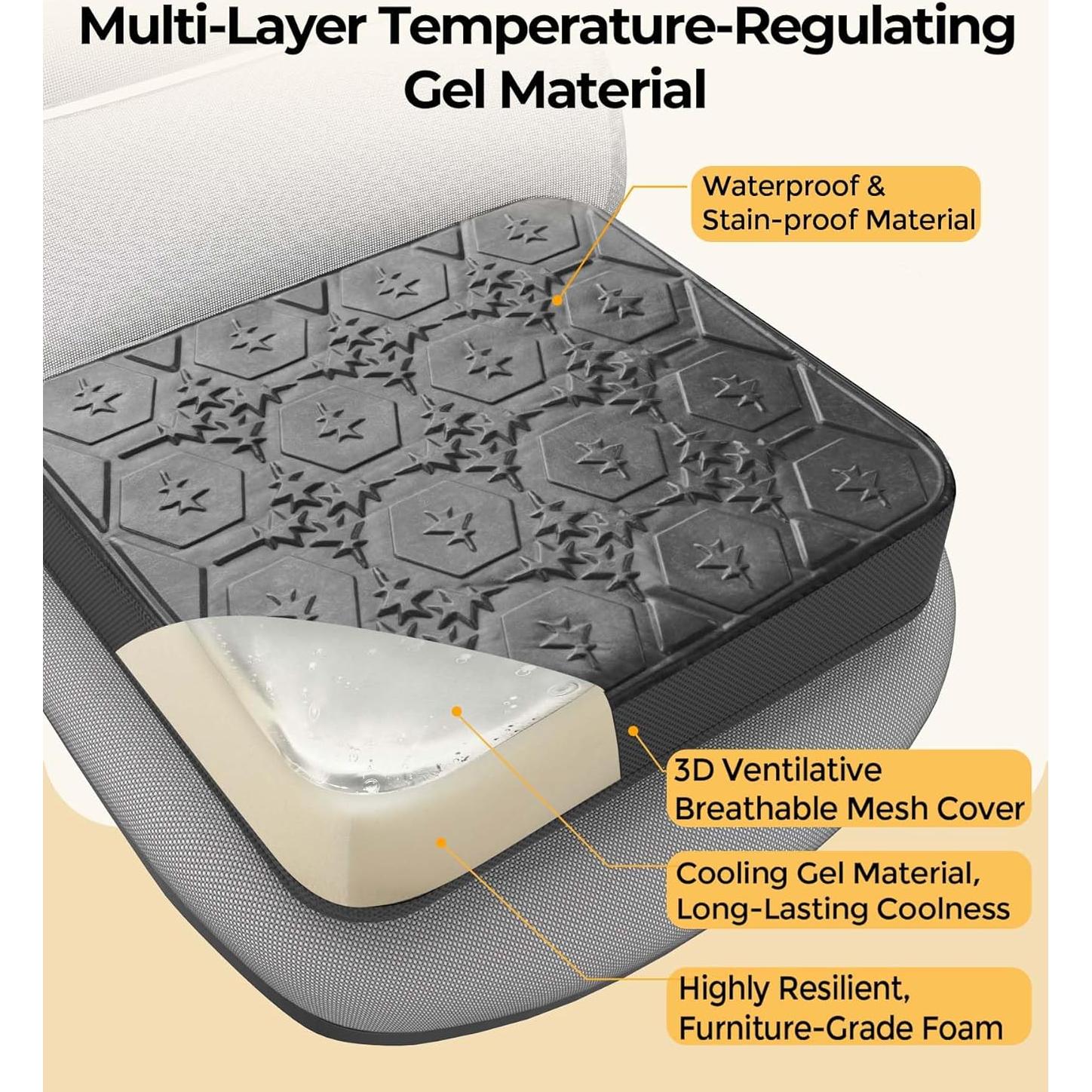 Cojín de Asiento Grande Airllantry SDH-1108 Gel y Espuma 50x45cm