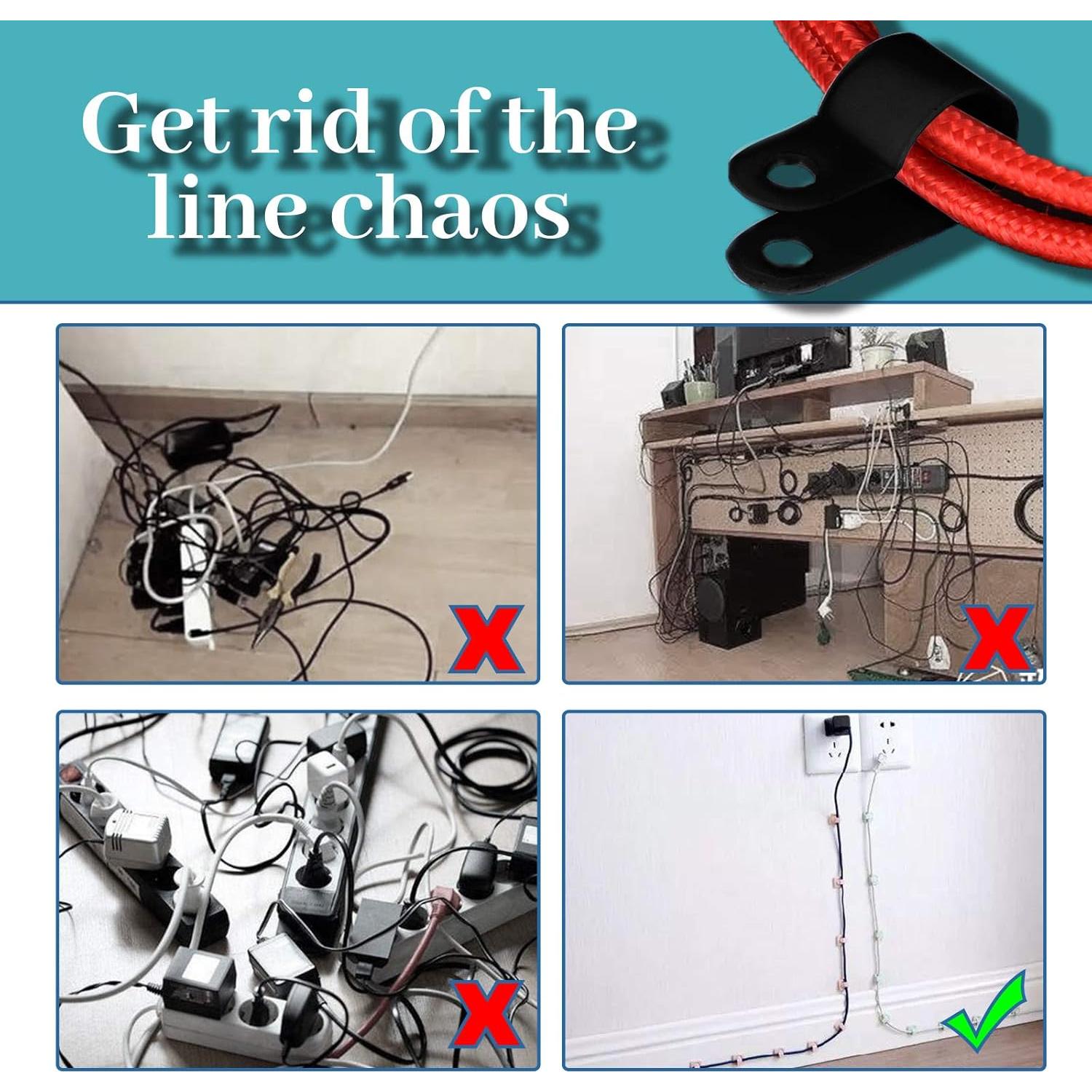 Kit 120 Clips de Cable Nylon Negro Glarks Tipo R 13mm con Tornillos