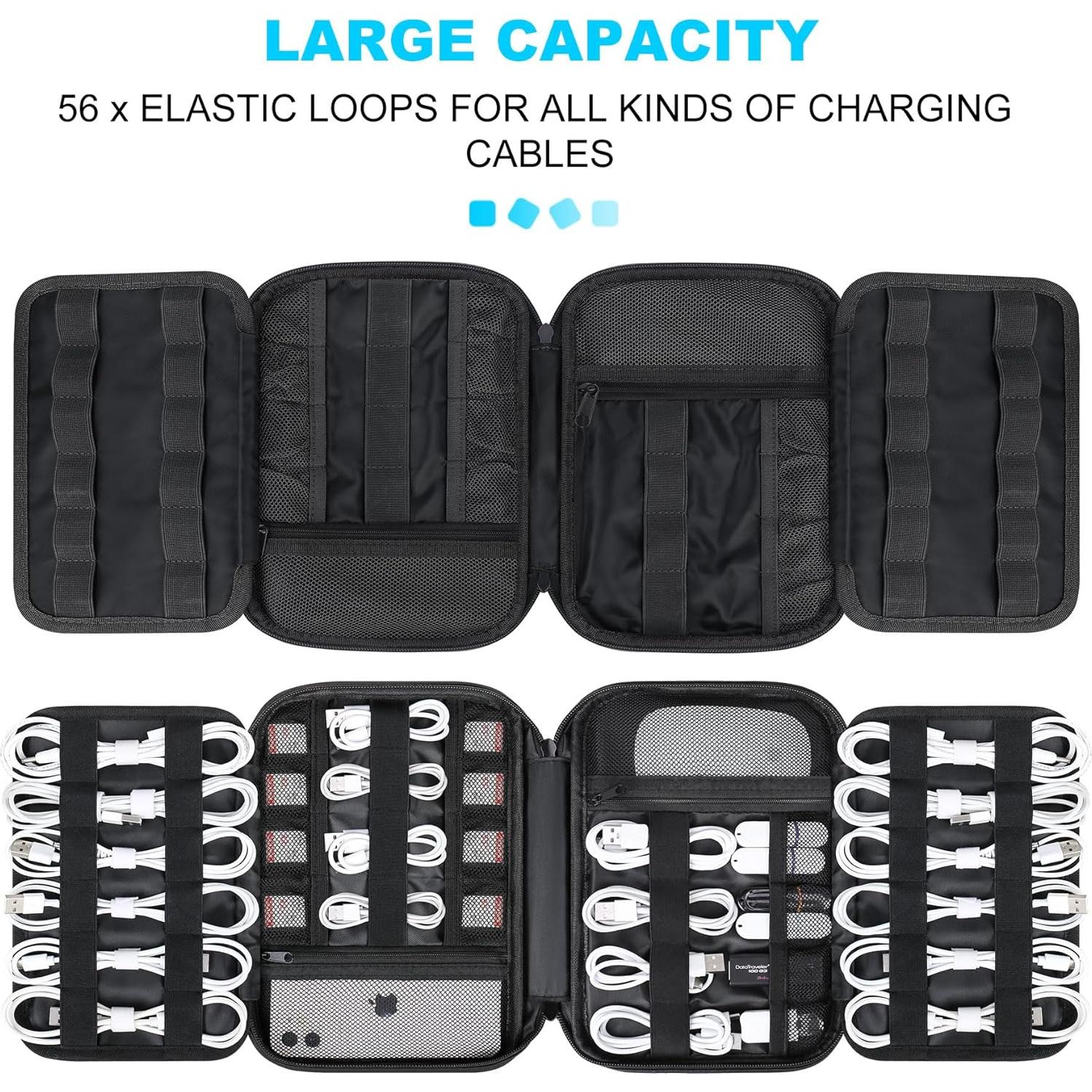 Organizador de Cables Lacdo Negro, Estuche de Viaje 6 Capas