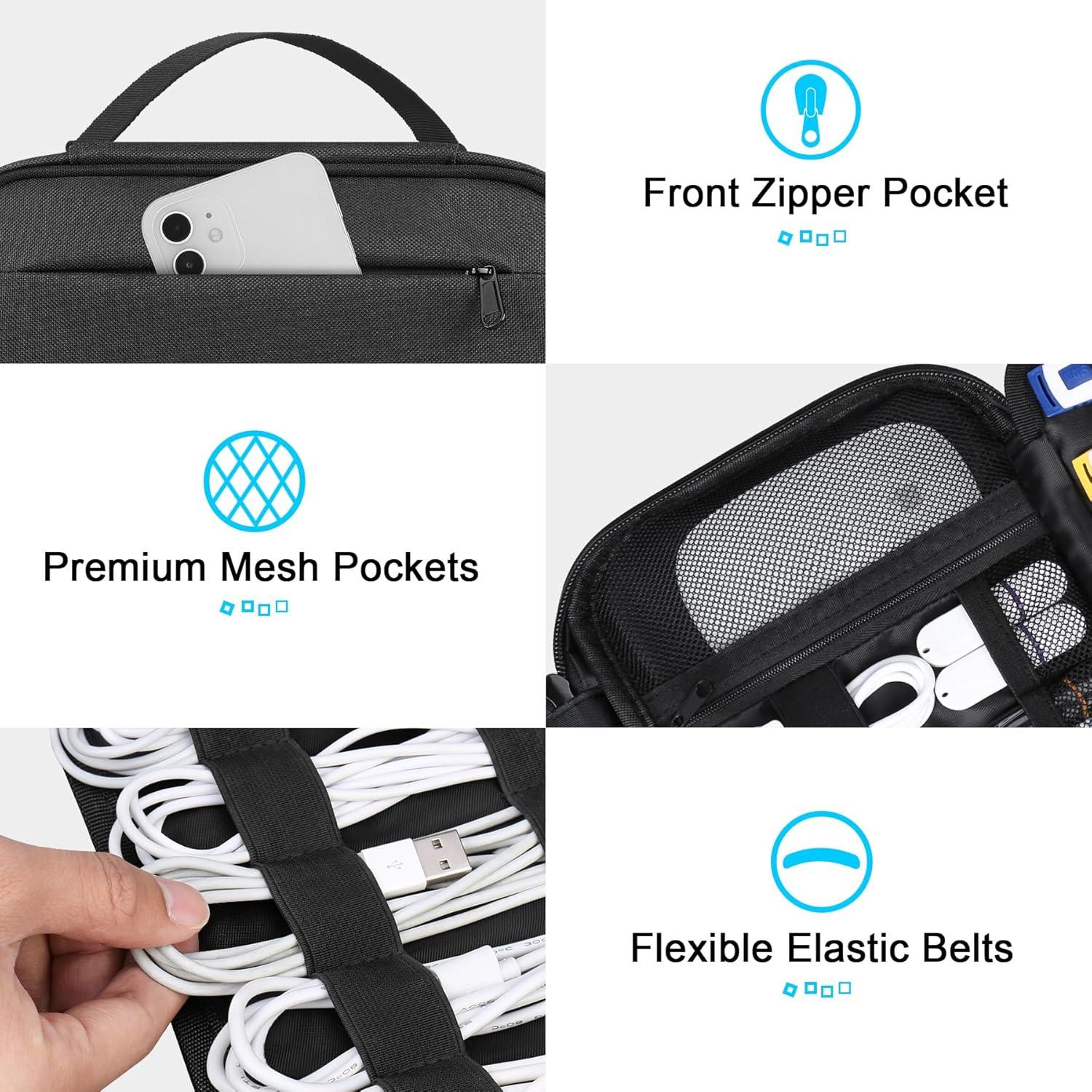 Organizador de Cables Lacdo Negro, Estuche de Viaje 6 Capas