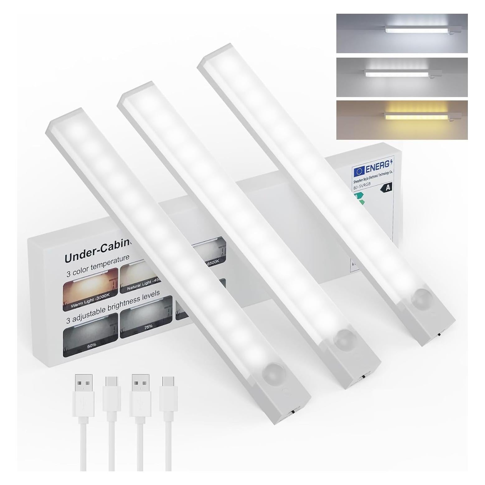 Iluminación Bajo Gabinete Rihvy 20cm Recargable 3 Colores