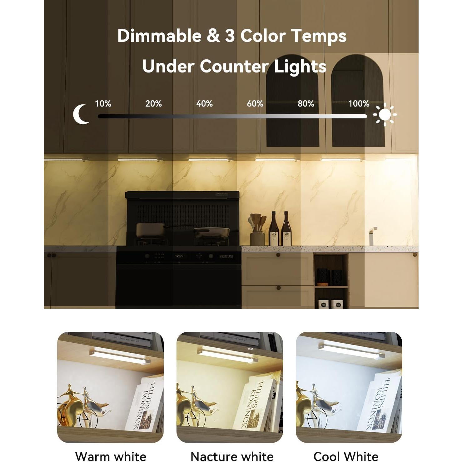 Iluminación Bajo Gabinete Rihvy 20cm Recargable 3 Colores