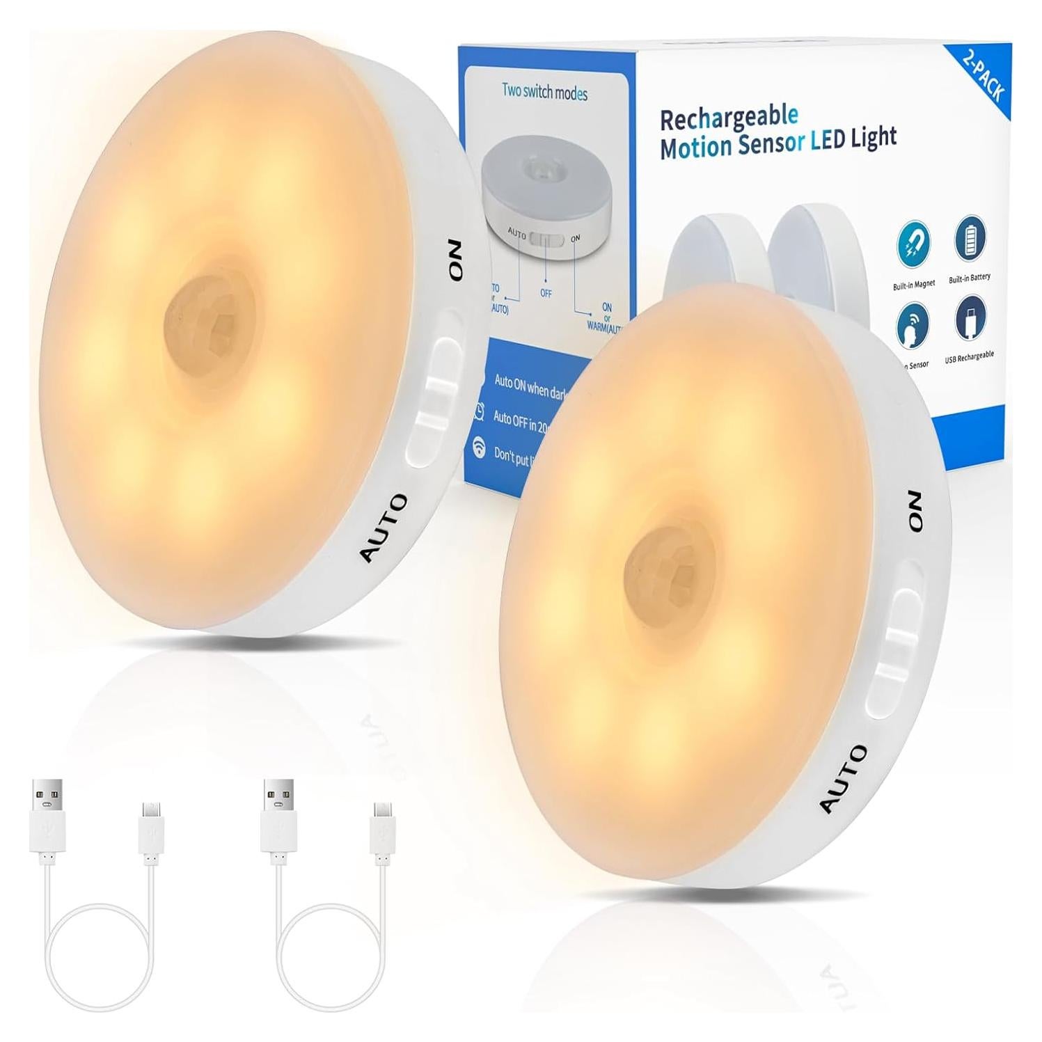 Luz LED de Sensor de Movimiento ChiChi 2Pack Cálido 3000K