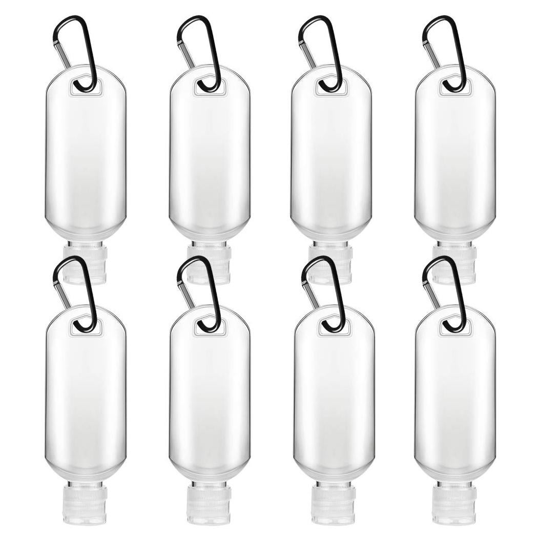 Juego de 8 Botellas de Viaje 50 ml VHOPMORE con Llavero