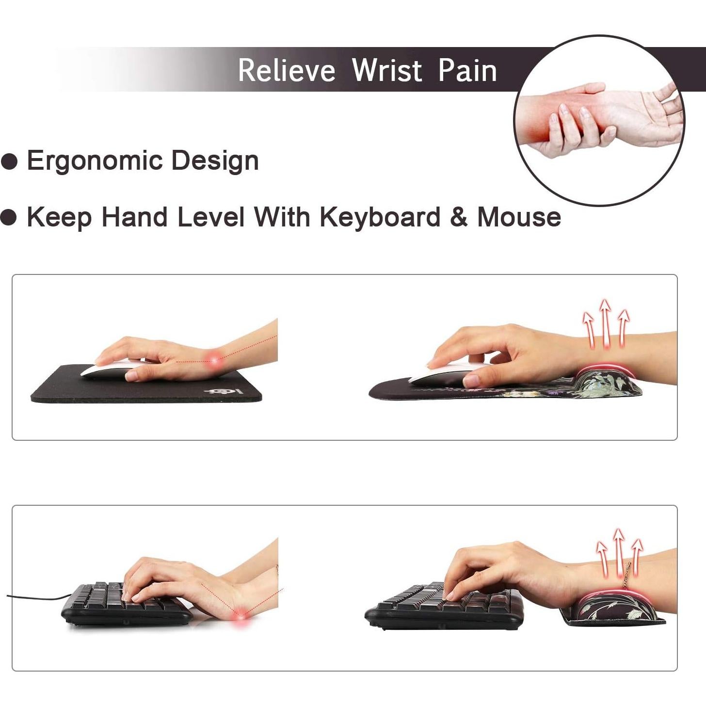 Conjunto Reposamuñecas Ergonómico iCasso Weeds - Espuma de Memoria