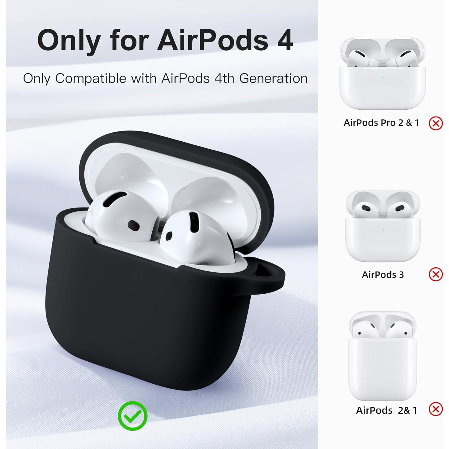 Funda de Silicona DaQin para AirPods 4 - Protección Completa Negra