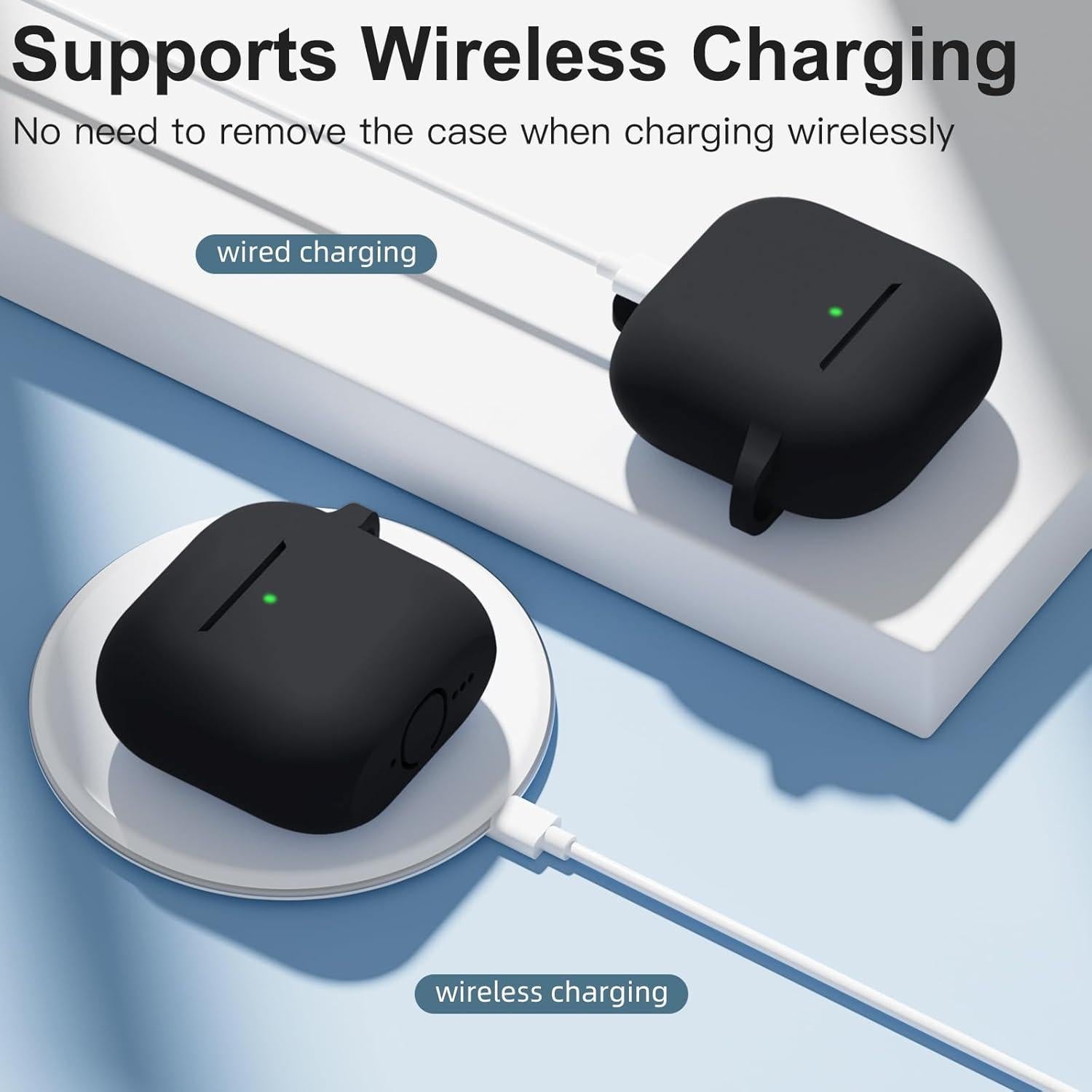 Funda de Silicona DaQin para AirPods 4 - Protección Completa Negra