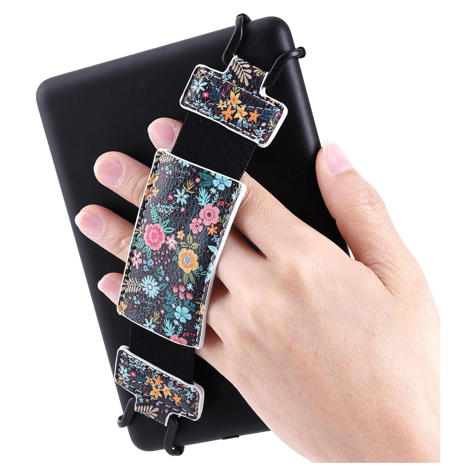 Correa de Mano para Kindle y Tabletas - Xiviers - Flor Negra